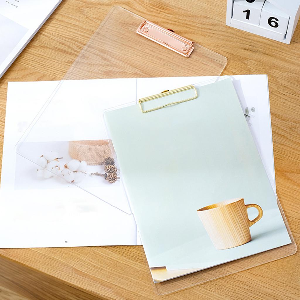 Portable Clipboard A4 Multifunctional Stationery for Memo A4 Paper Notes Transparent RoseGold