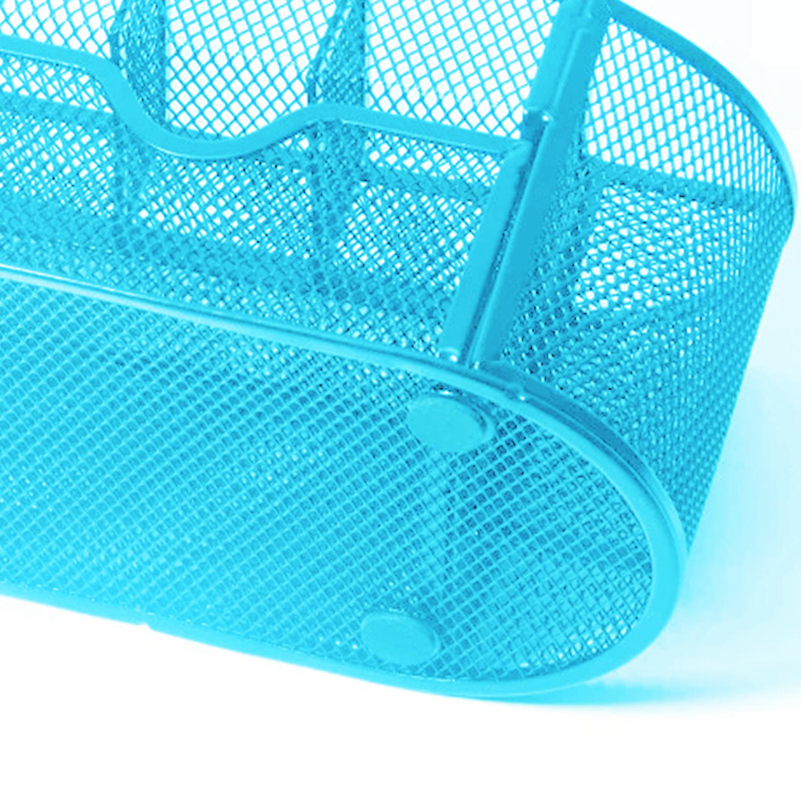 Metal Mesh Desk Organizer Set Desktop Supply Pen Holder Hutch Storage Table Blue