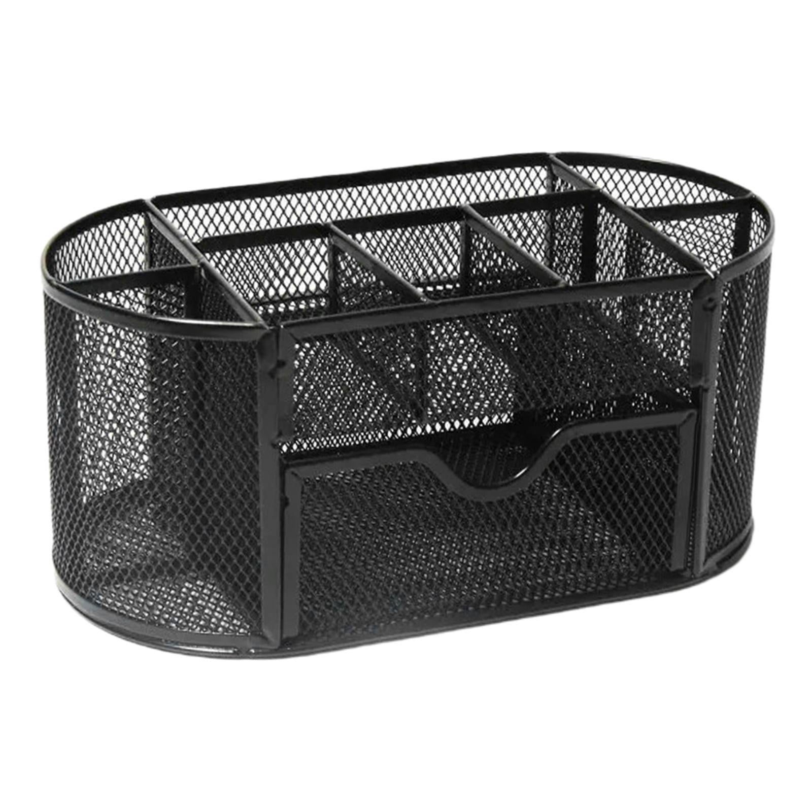 Metal Mesh Desk Organizer Set Desktop Supply Pen Holder Hutch Storage Table Black
