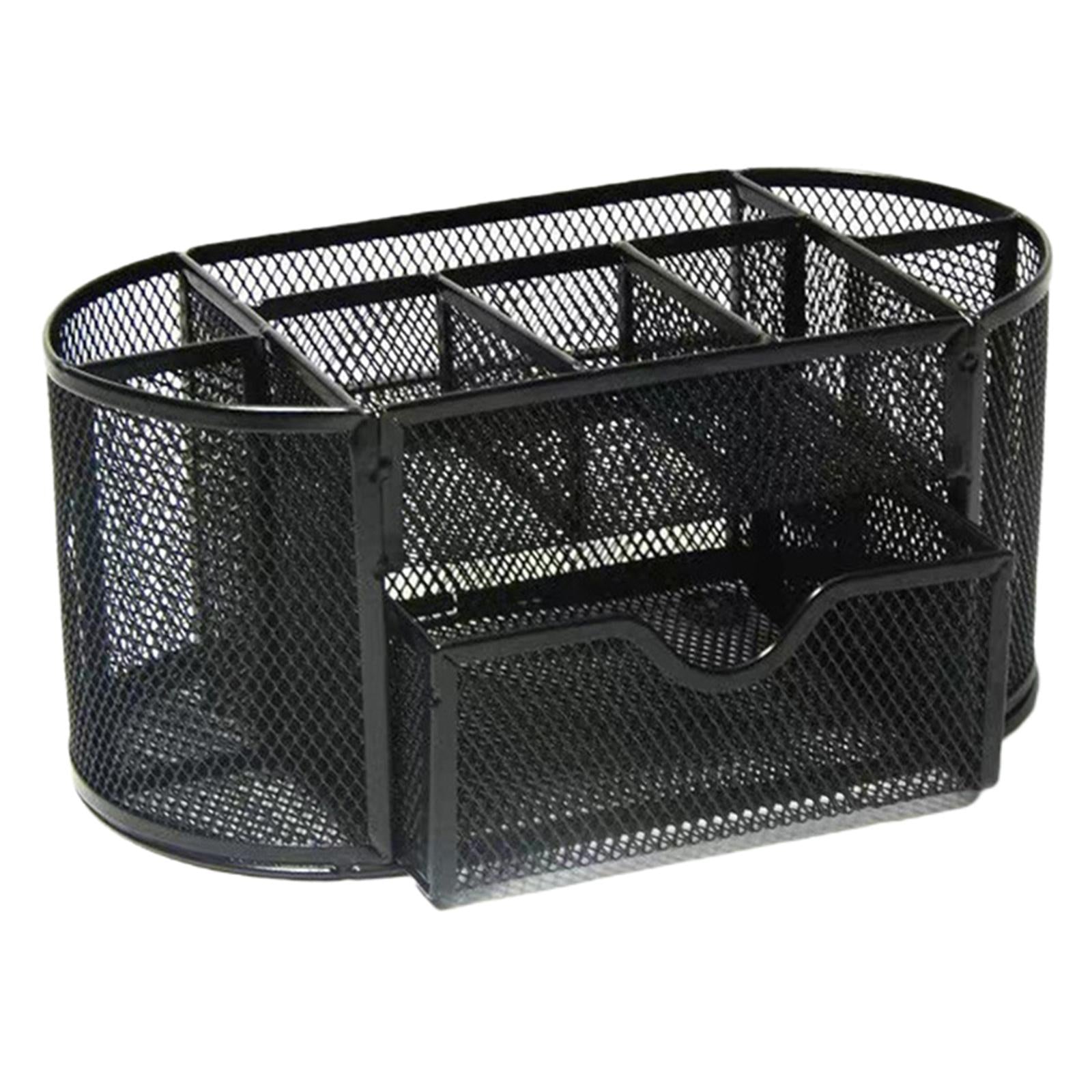 Metal Mesh Desk Organizer Set Desktop Supply Pen Holder Hutch Storage Table Black