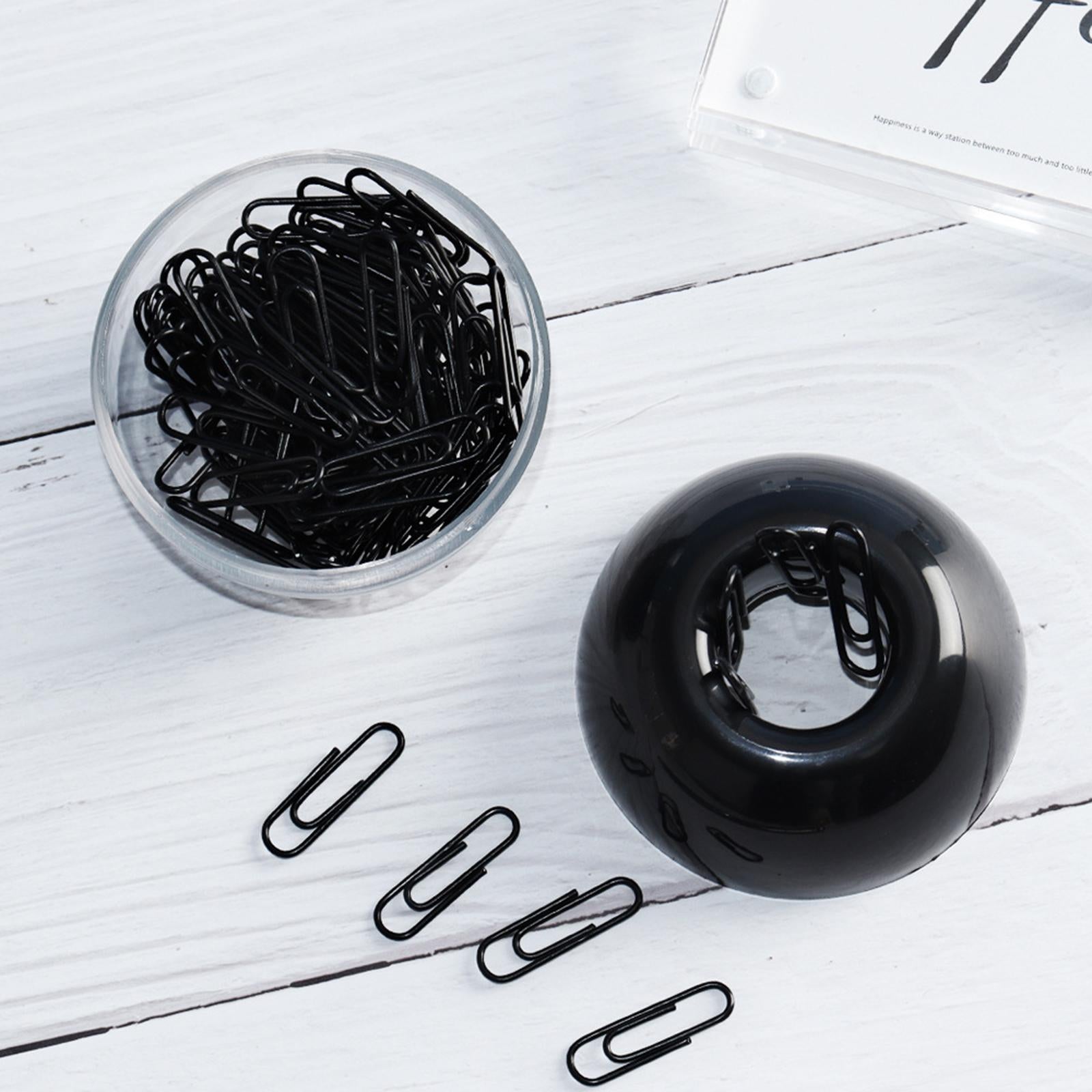 100Pcs Elegant Paper Clips with Magnetic Lid Office Supplies for Home School Black