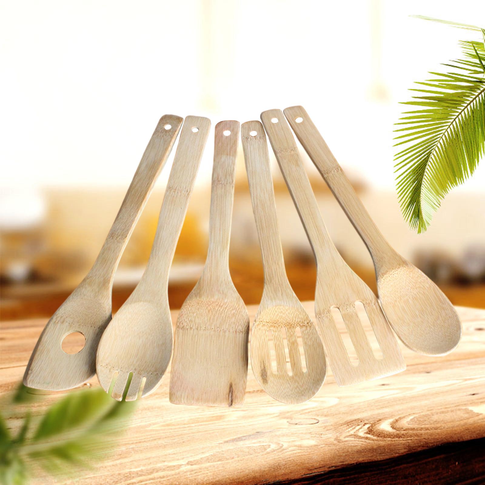 6Pcs Wooden Spoons Cookware Tools for Baking Nonstick Cookware Stirring