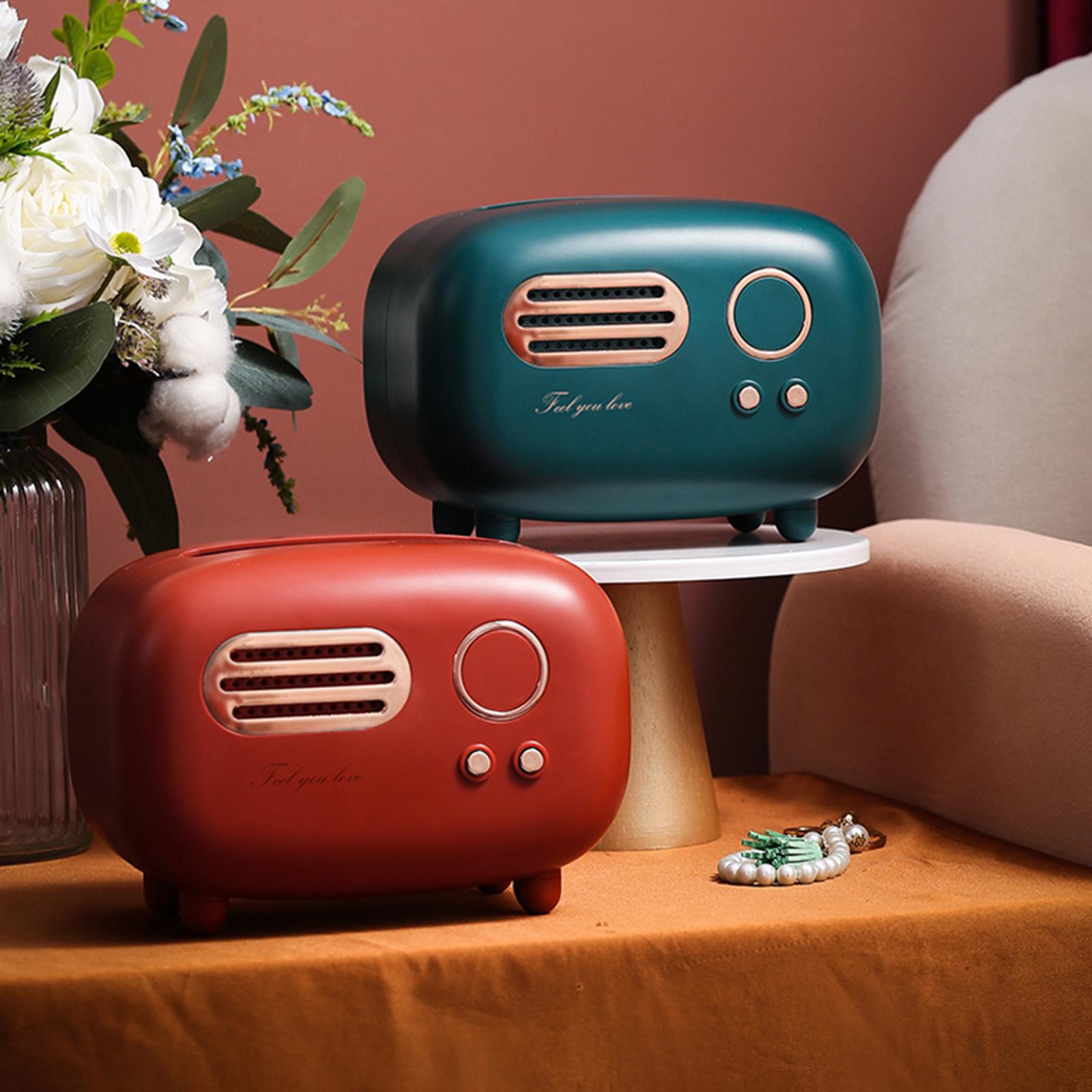 Radio Tissue Box Cover Napkin Storage Box for Cabinet Car Furnishings Green