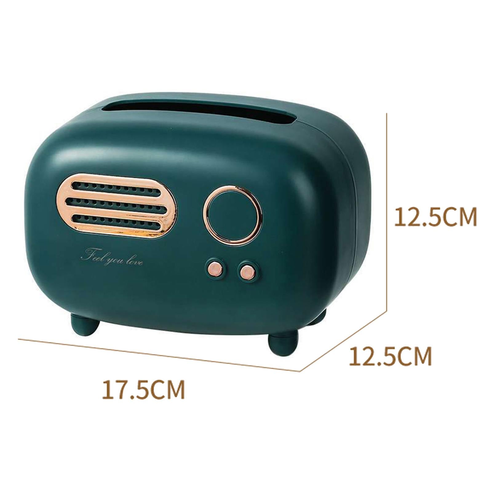 Radio Tissue Box Cover Napkin Storage Box for Cabinet Car Furnishings Green