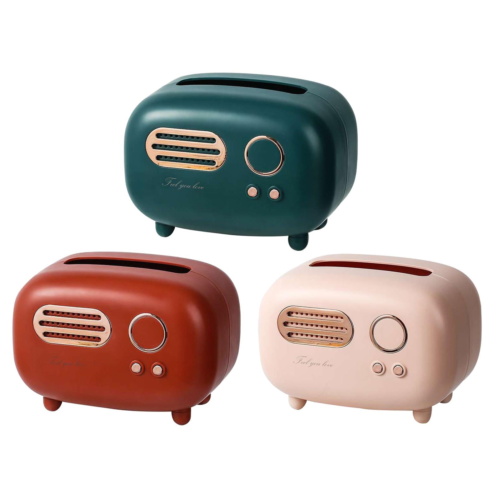 Radio Tissue Box Cover Napkin Storage Box for Cabinet Car Furnishings Green