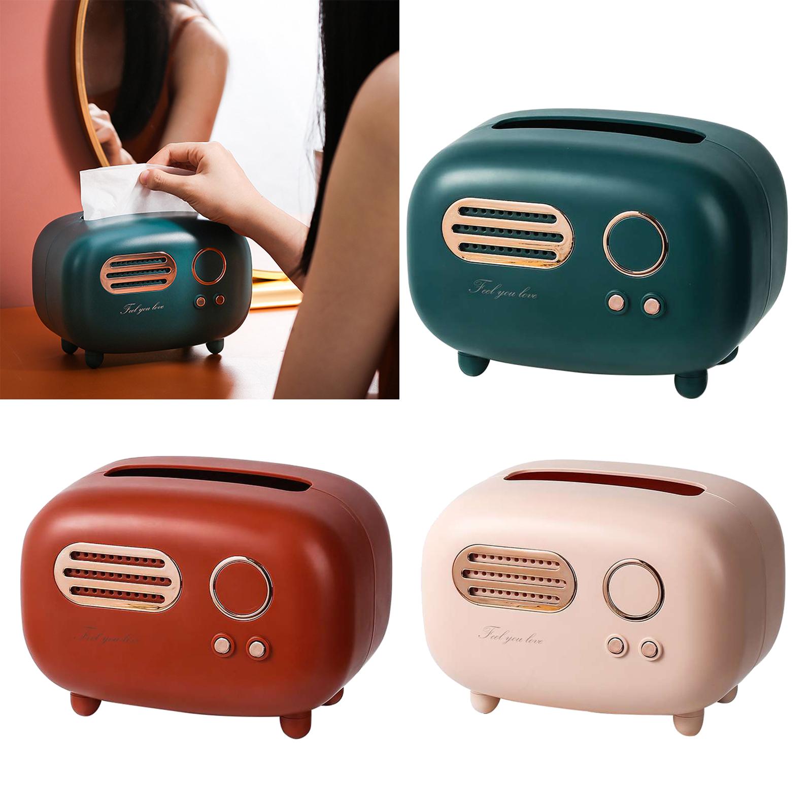 Radio Tissue Box Cover Napkin Storage Box for Cabinet Car Furnishings Green