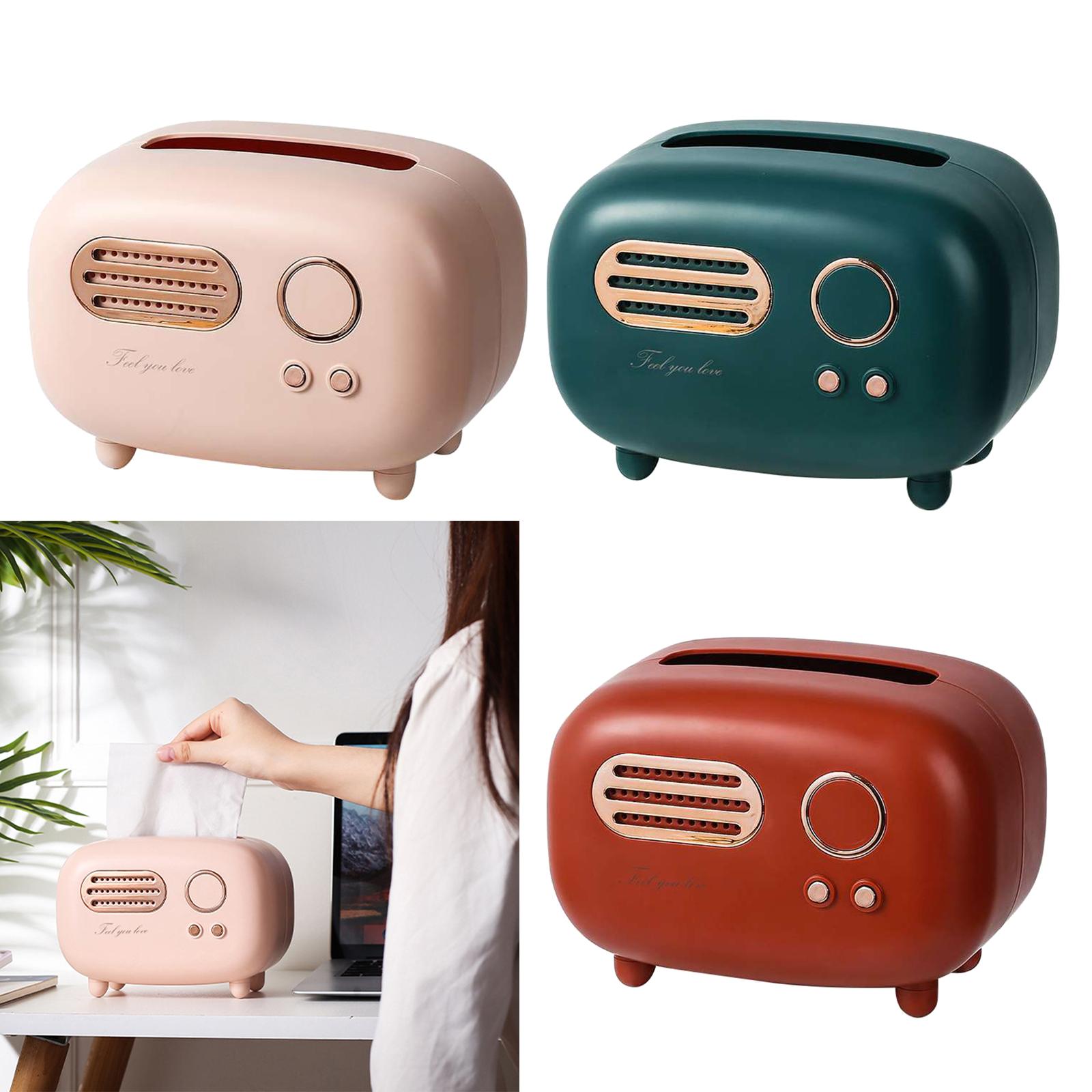 Radio Tissue Box Cover Napkin Storage Box for Cabinet Car Furnishings Green