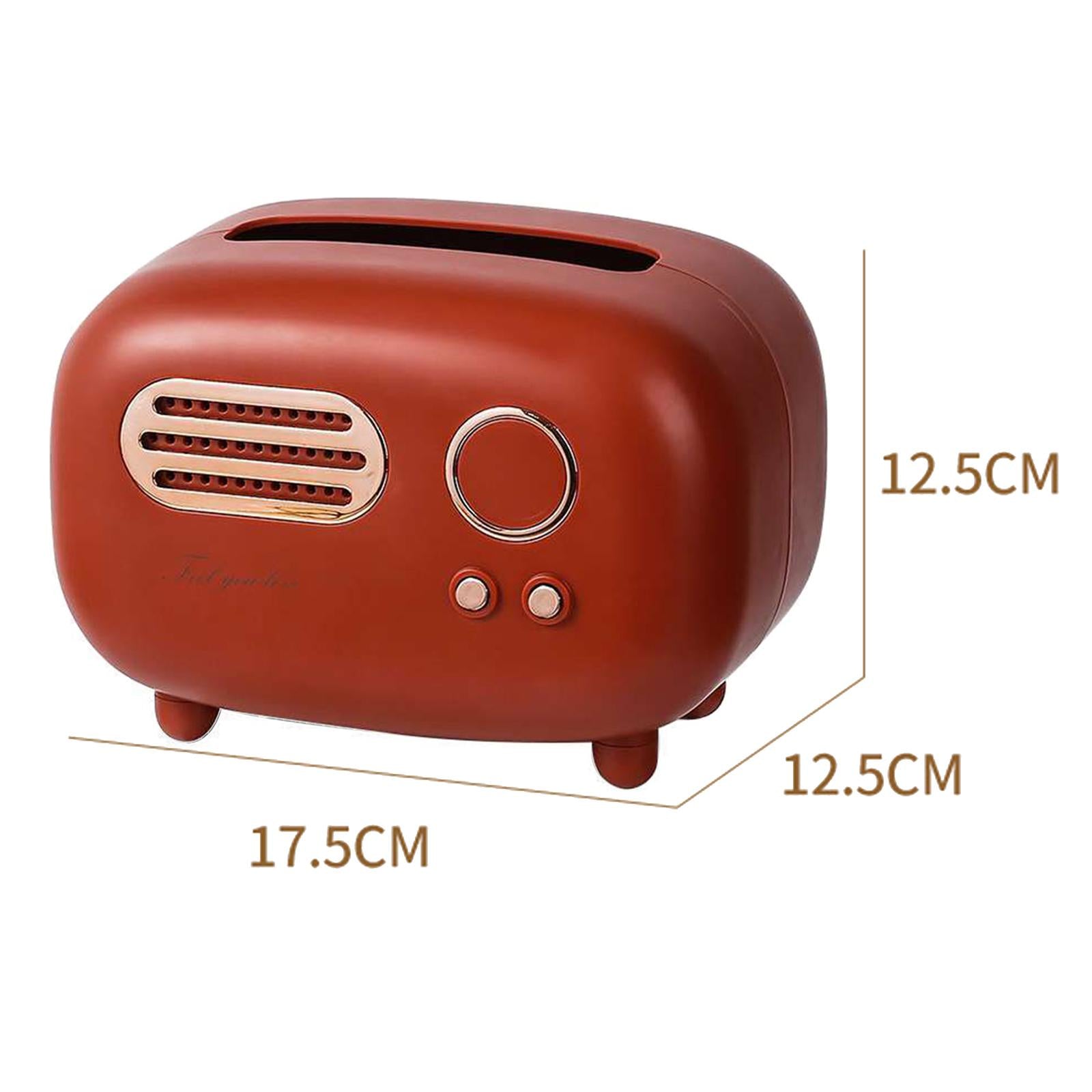 Radio Tissue Box Cover Napkin Storage Box for Cabinet Car Furnishings Red