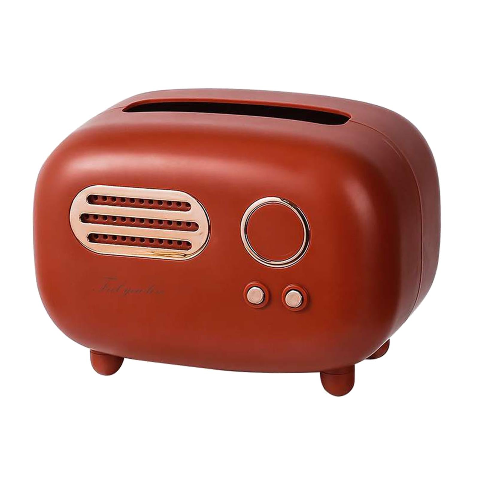Radio Tissue Box Cover Napkin Storage Box for Cabinet Car Furnishings Red