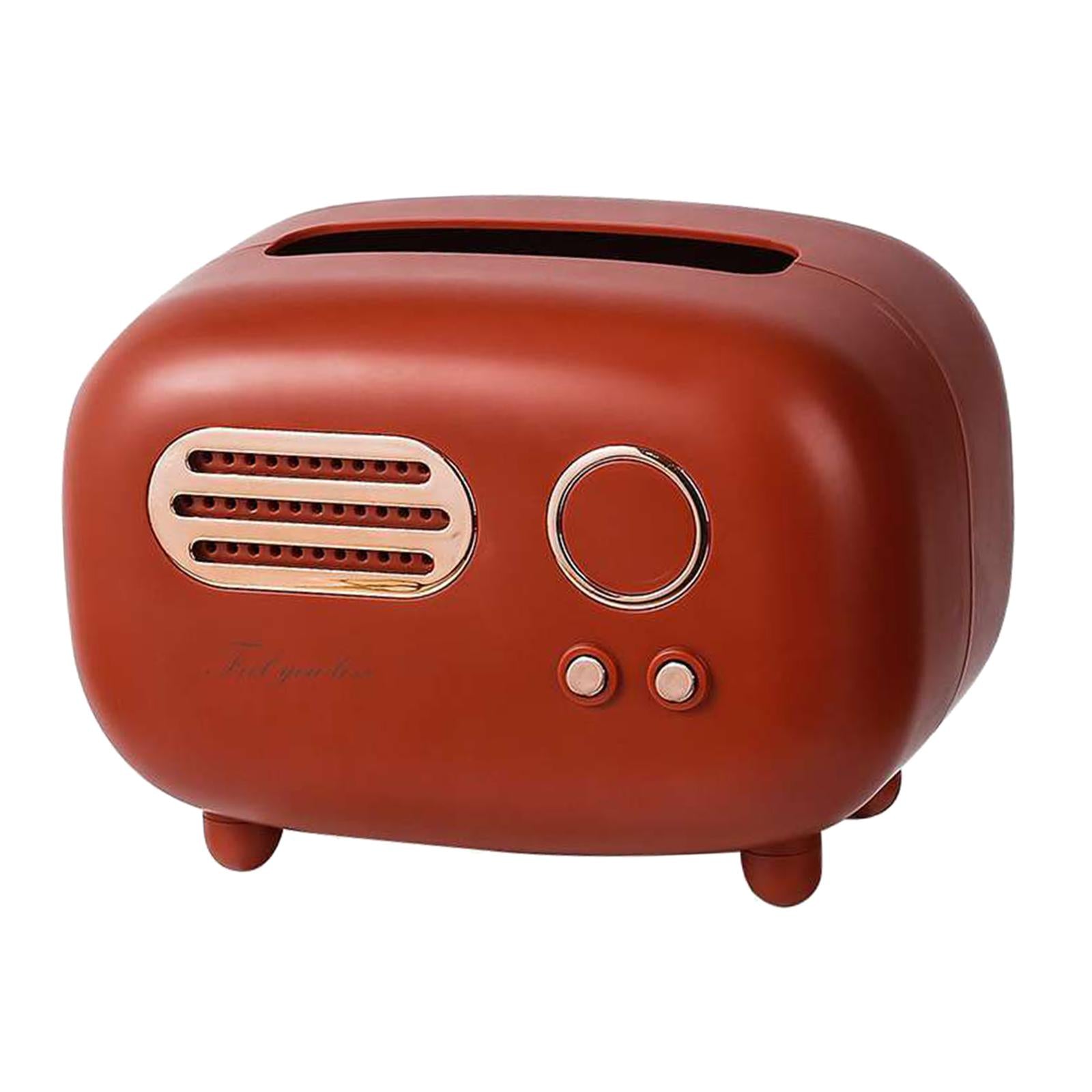Radio Tissue Box Cover Napkin Storage Box for Cabinet Car Furnishings Red