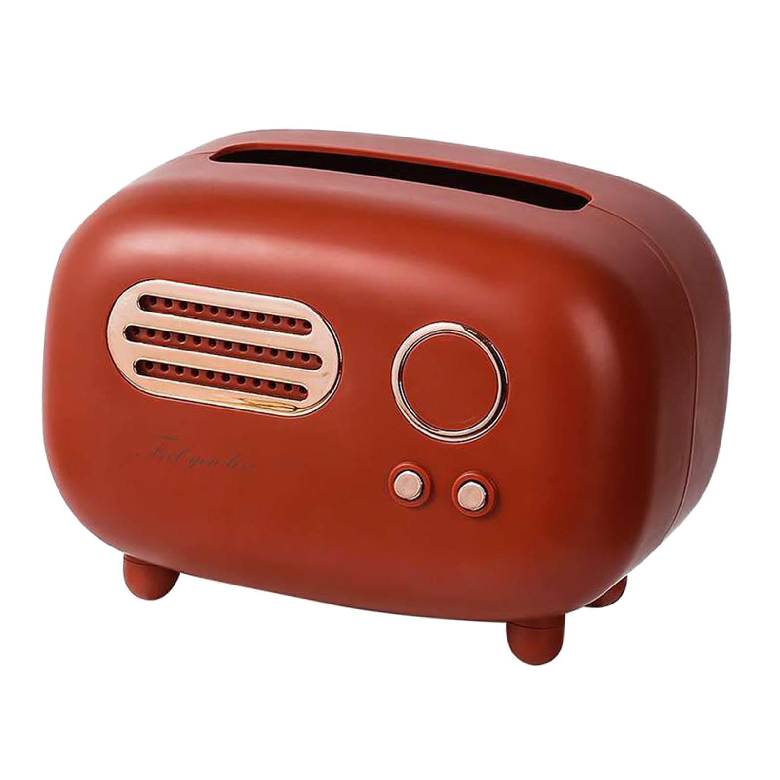 Radio Tissue Box Cover Napkin Storage Box for Cabinet Car Furnishings Red
