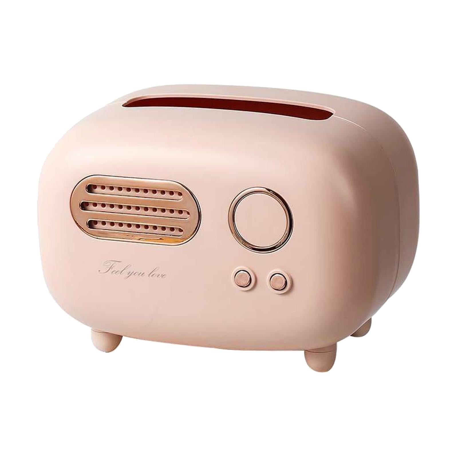 Radio Tissue Box Cover Napkin Storage Box for Cabinet Car Furnishings Pink