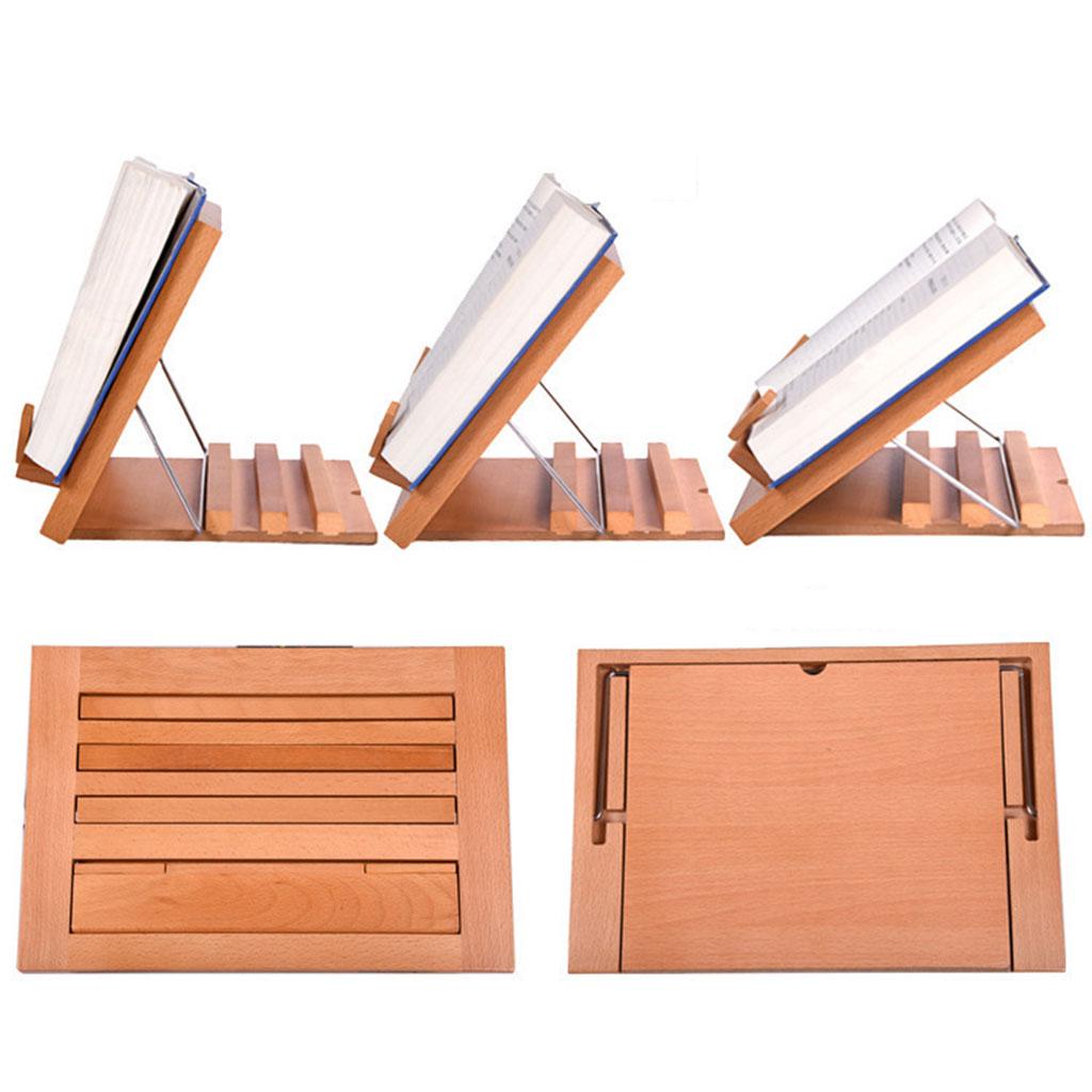 Wood Book Stand Page Holder Clips Flexible Foldable for Cook Book Home