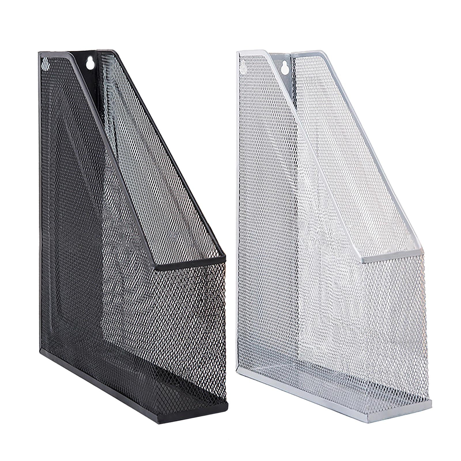 Metal Magazine File Holder Magazines Container for Work Desktops Supplies Black