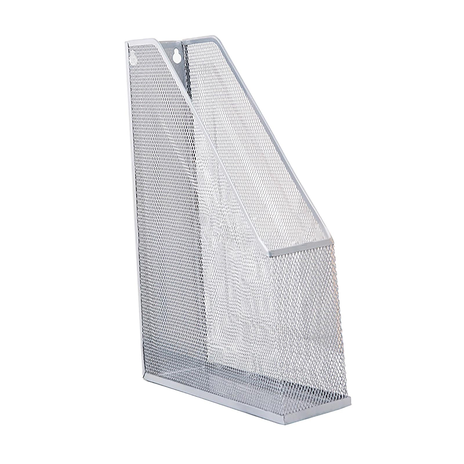 Metal Magazine File Holder Magazines Container for Work Desktops Supplies Silver