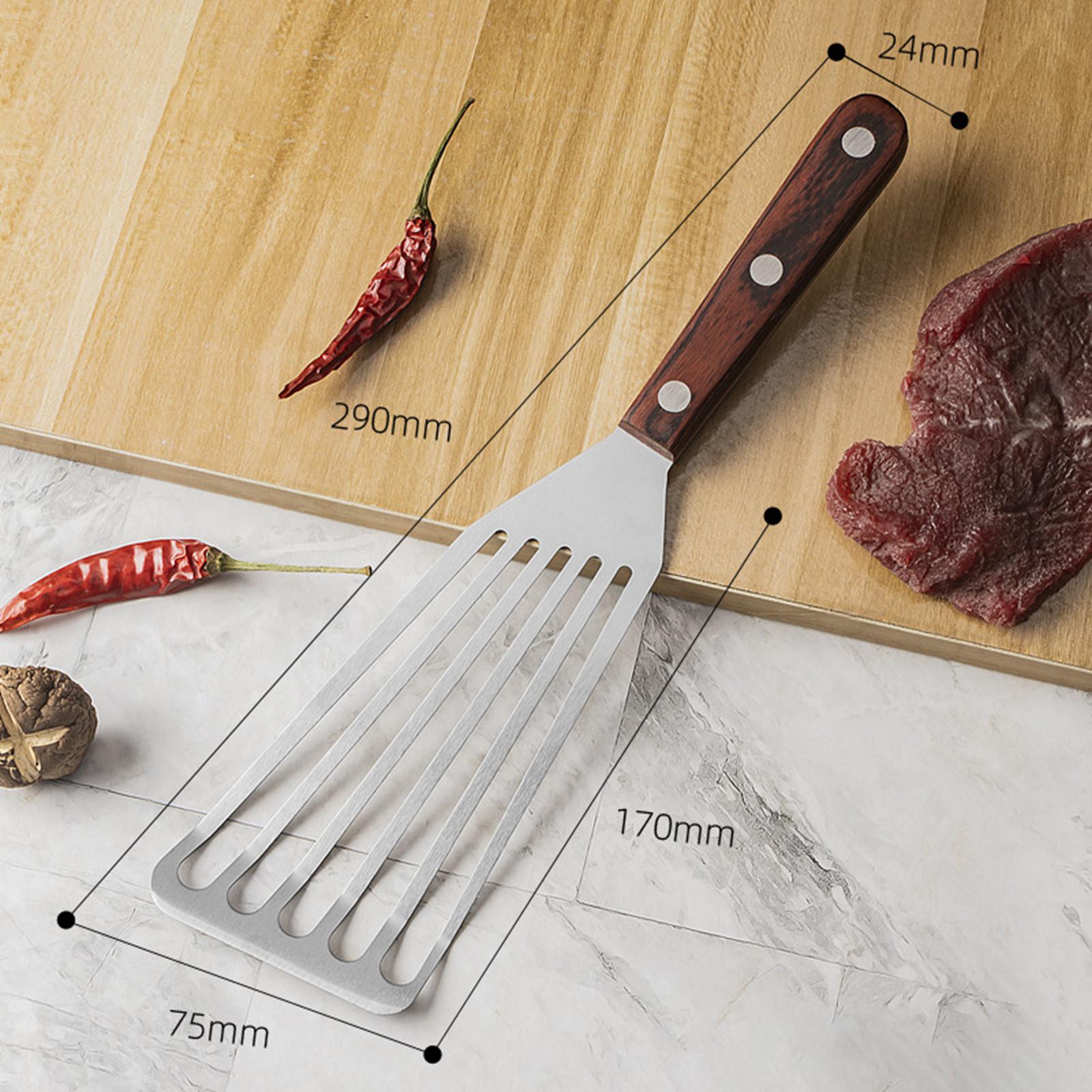 Fish Spatula Dishwasher Safe Kitchen Tools for Cooking Fish, Meat Kitchen M Wood Handle