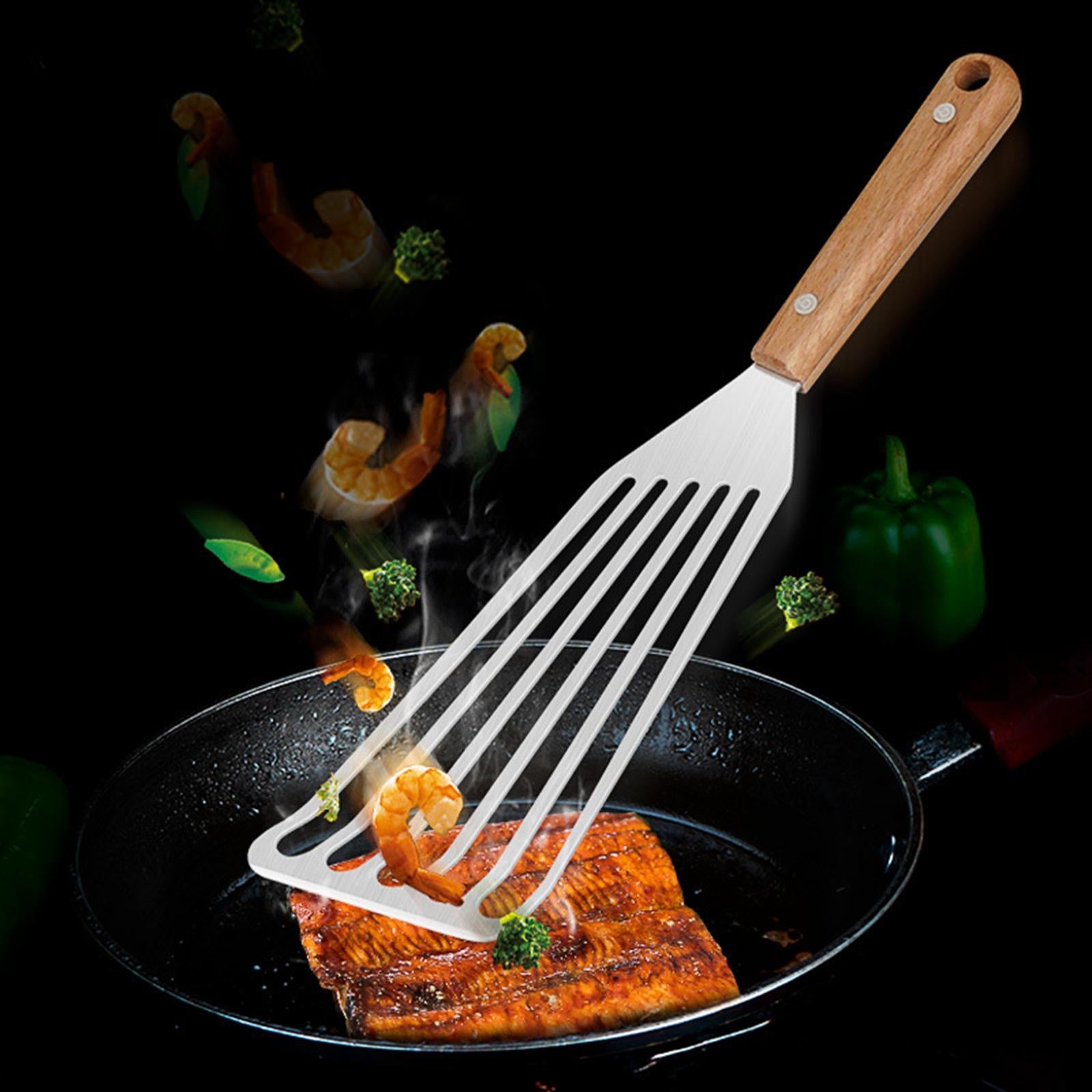 Fish Spatula Dishwasher Safe Kitchen Tools for Cooking Fish, Meat Kitchen L Wood Handle