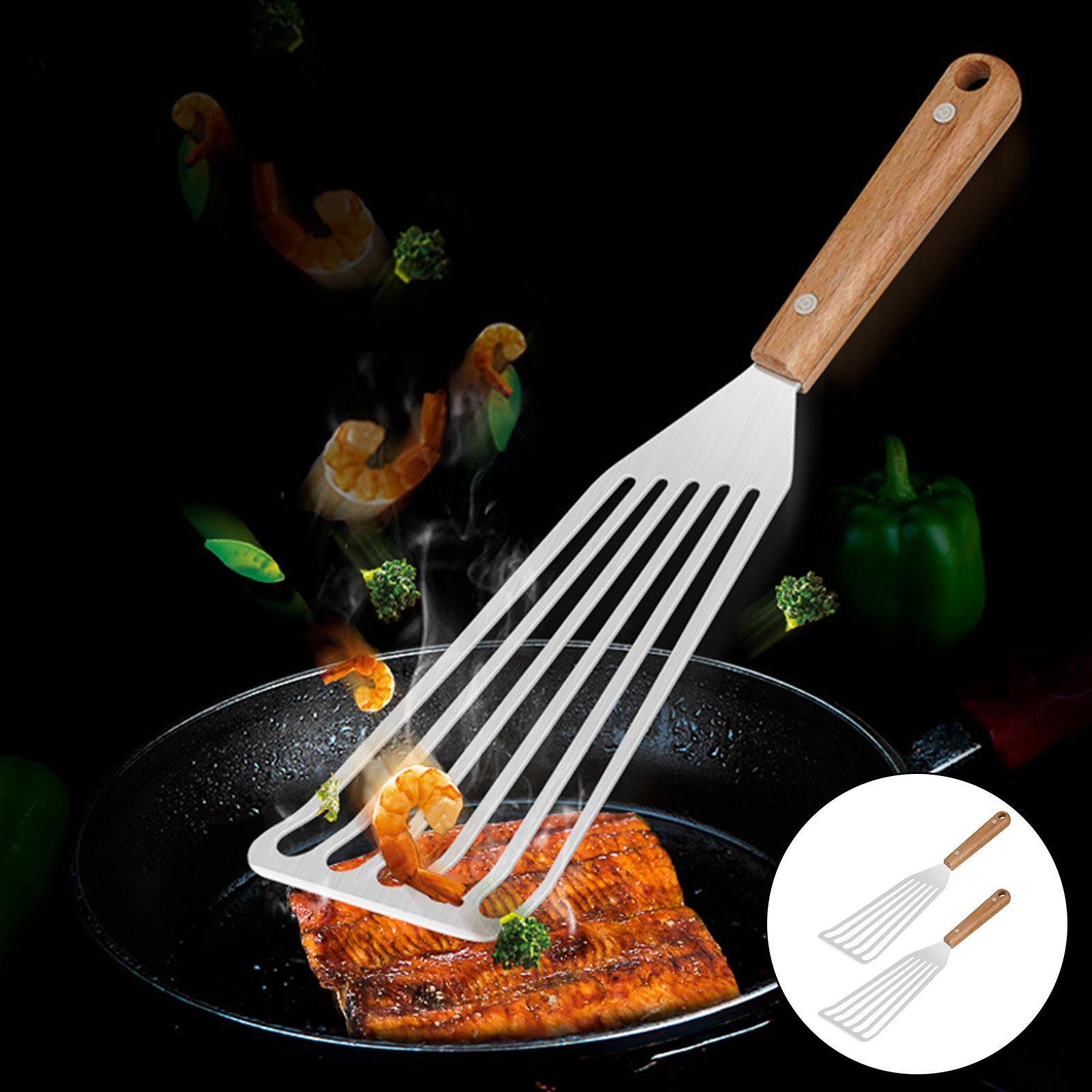 Fish Spatula Dishwasher Safe Kitchen Tools for Cooking Fish, Meat Kitchen L Wood Handle