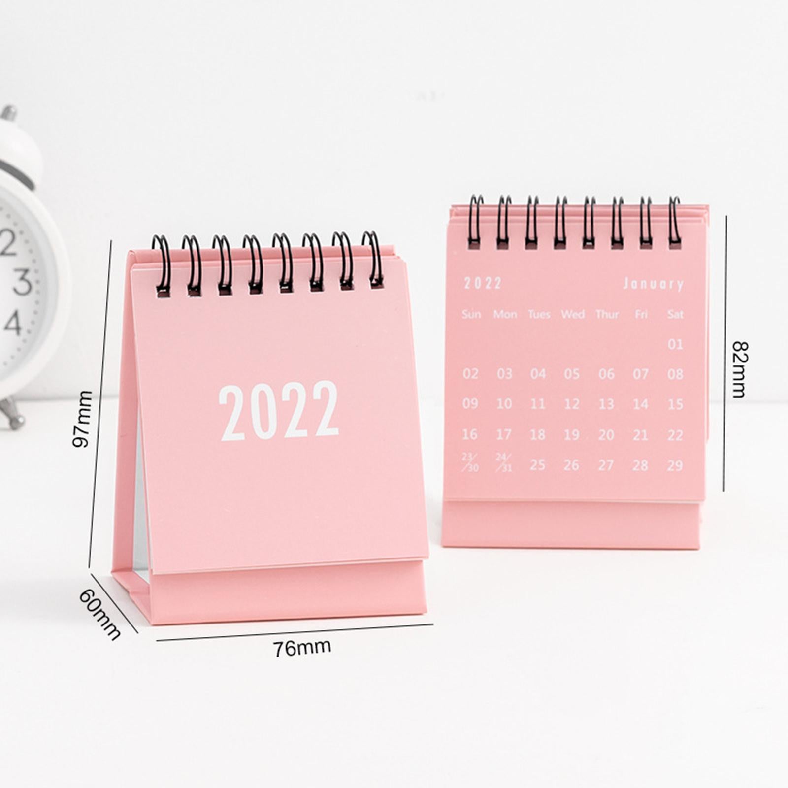 Desktop Calendar Table Work Top Planner Organizer for Home Office Pink