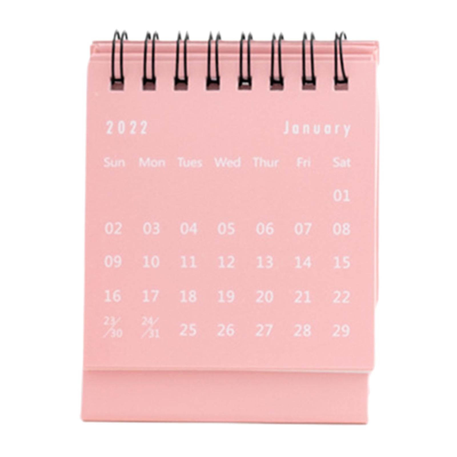 Desktop Calendar Table Work Top Planner Organizer for Home Office Pink