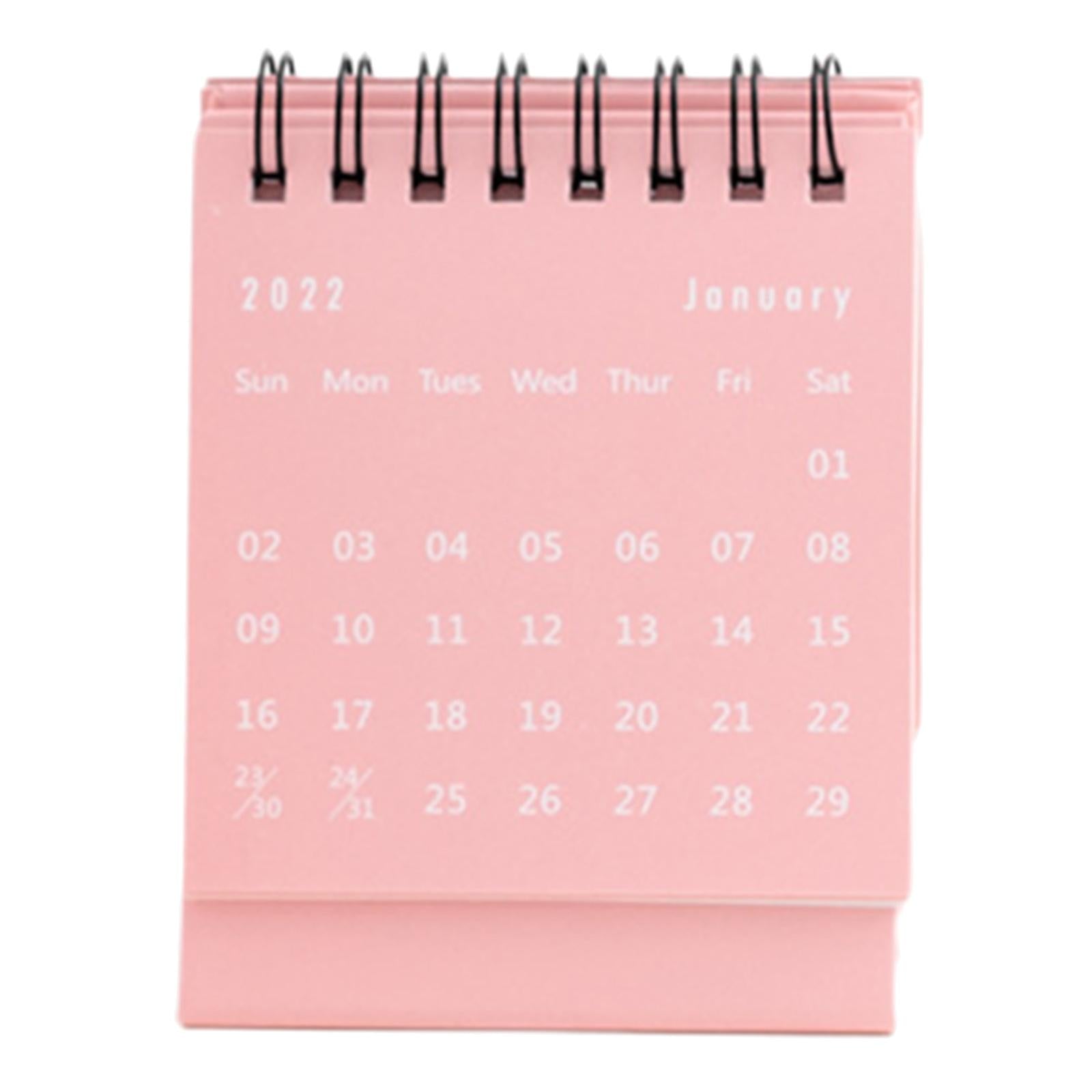 Desktop Calendar Table Work Top Planner Organizer for Home Office Pink