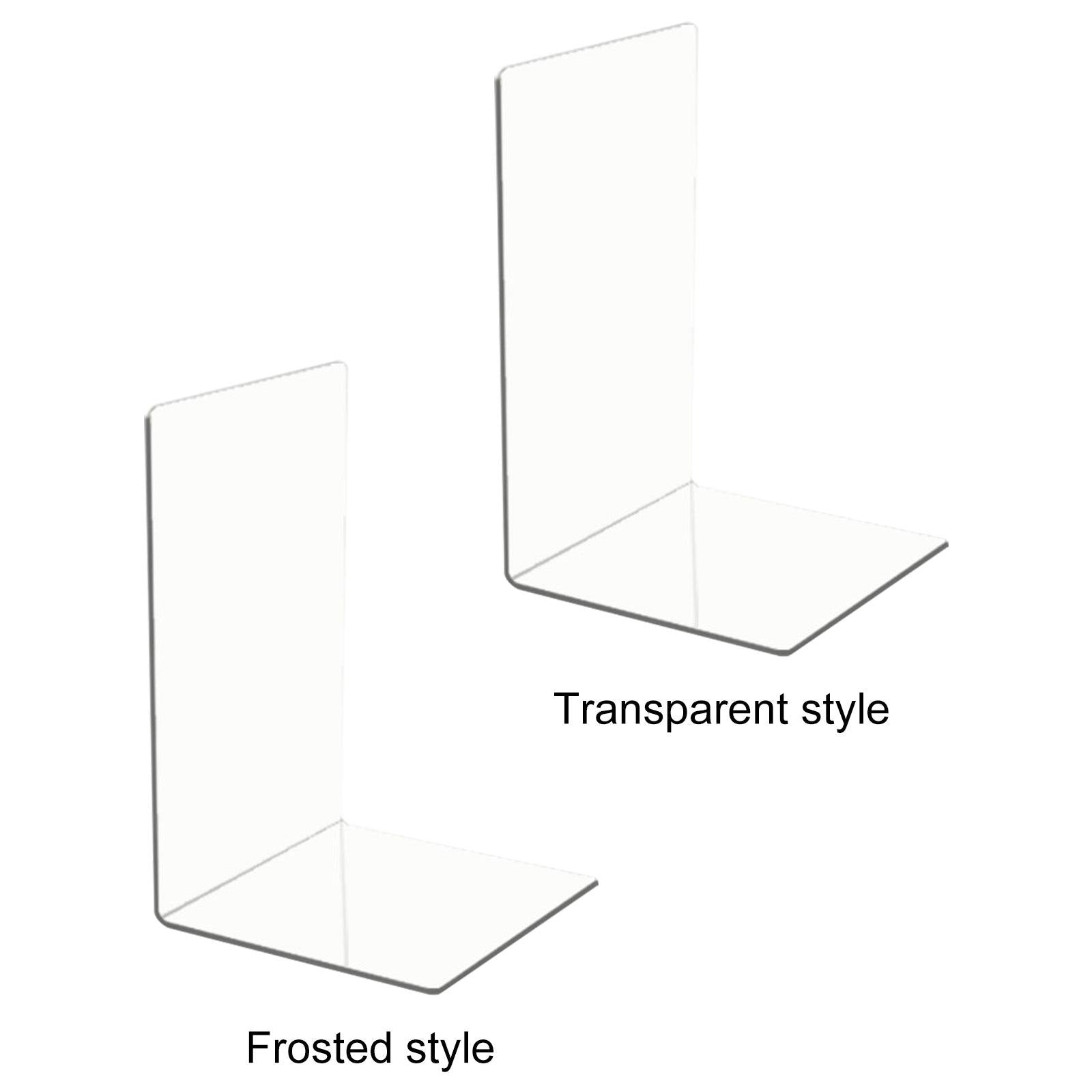 L-Shaped Bookends Desktop Organizer Sturdy for Shelves Books 12x12x19cm Transparent