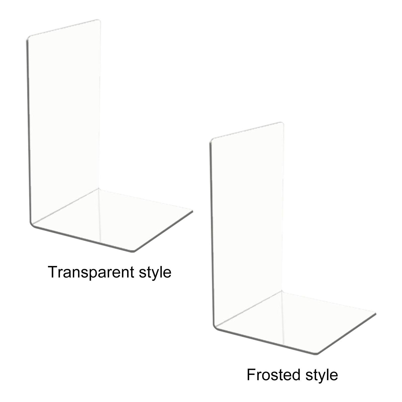 L-Shaped Bookends Desktop Organizer Sturdy for Shelves Books 12x12x19cm Transparent