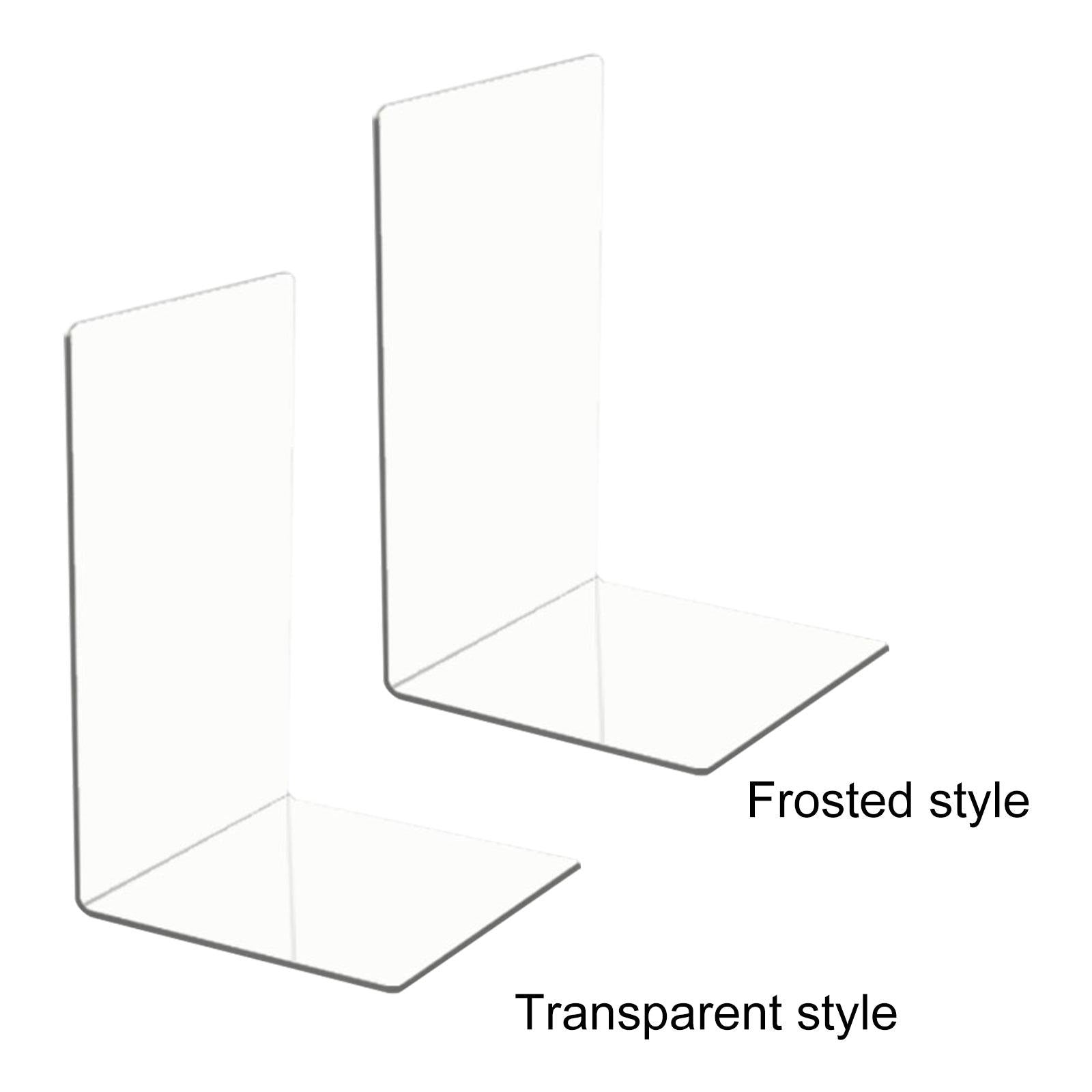 L-Shaped Bookends Desktop Organizer Sturdy for Shelves Books 12x12x19cm Transparent