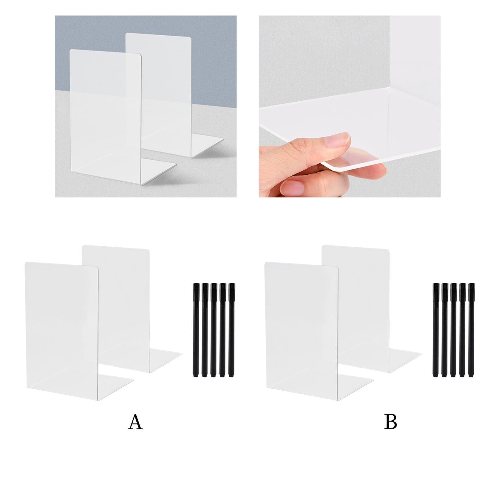 Book End Desktop Organizer Book Stopper for Workspace Library Magazine File Transparent
