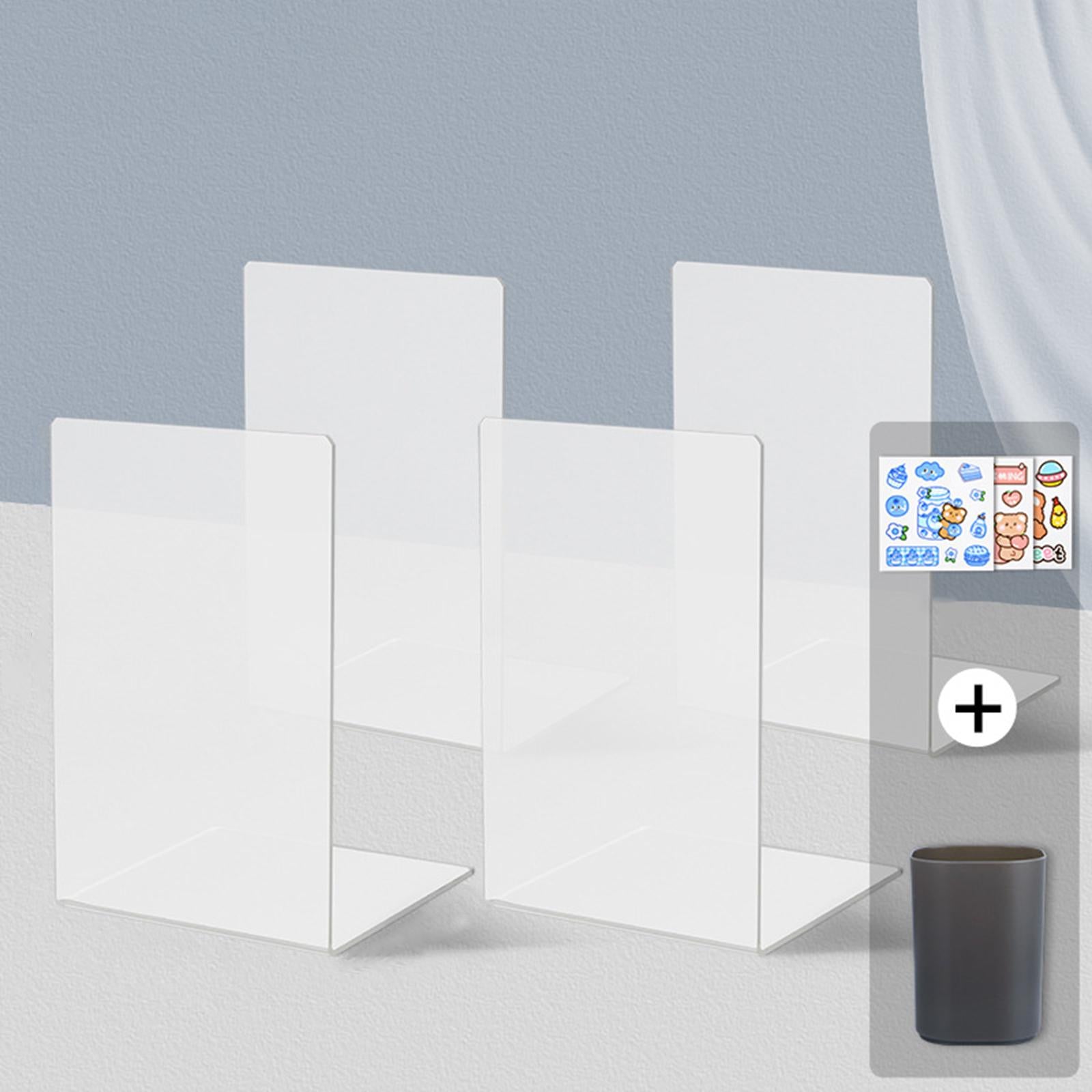 Book Ends with Pencil Holder Books Stand for Stationery Papers Pen Clear