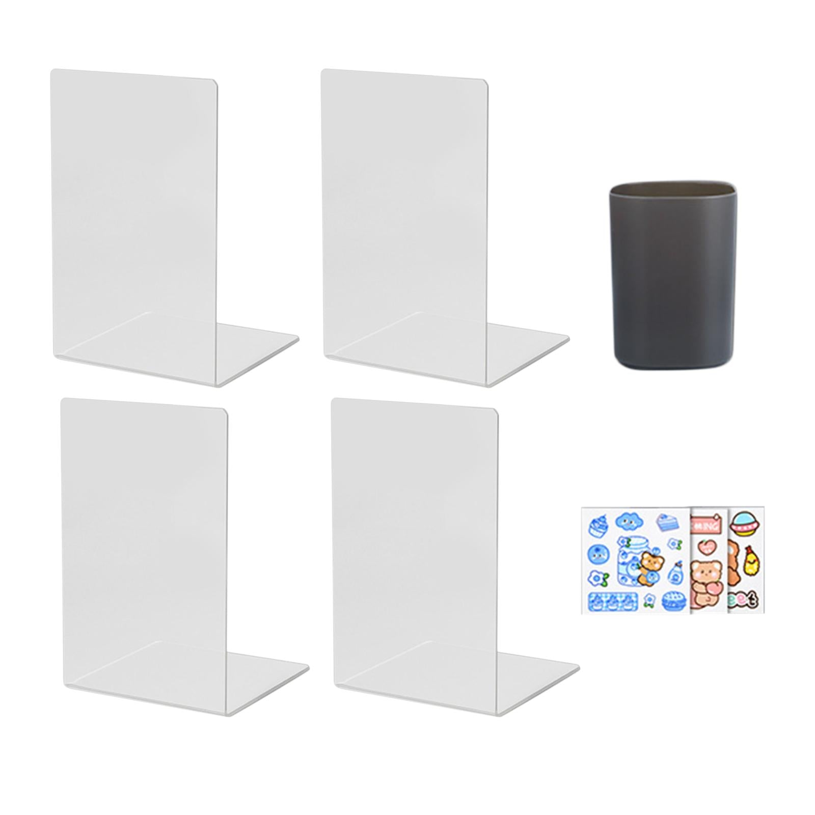 Book Ends with Pencil Holder Books Stand for Stationery Papers Pen Matte