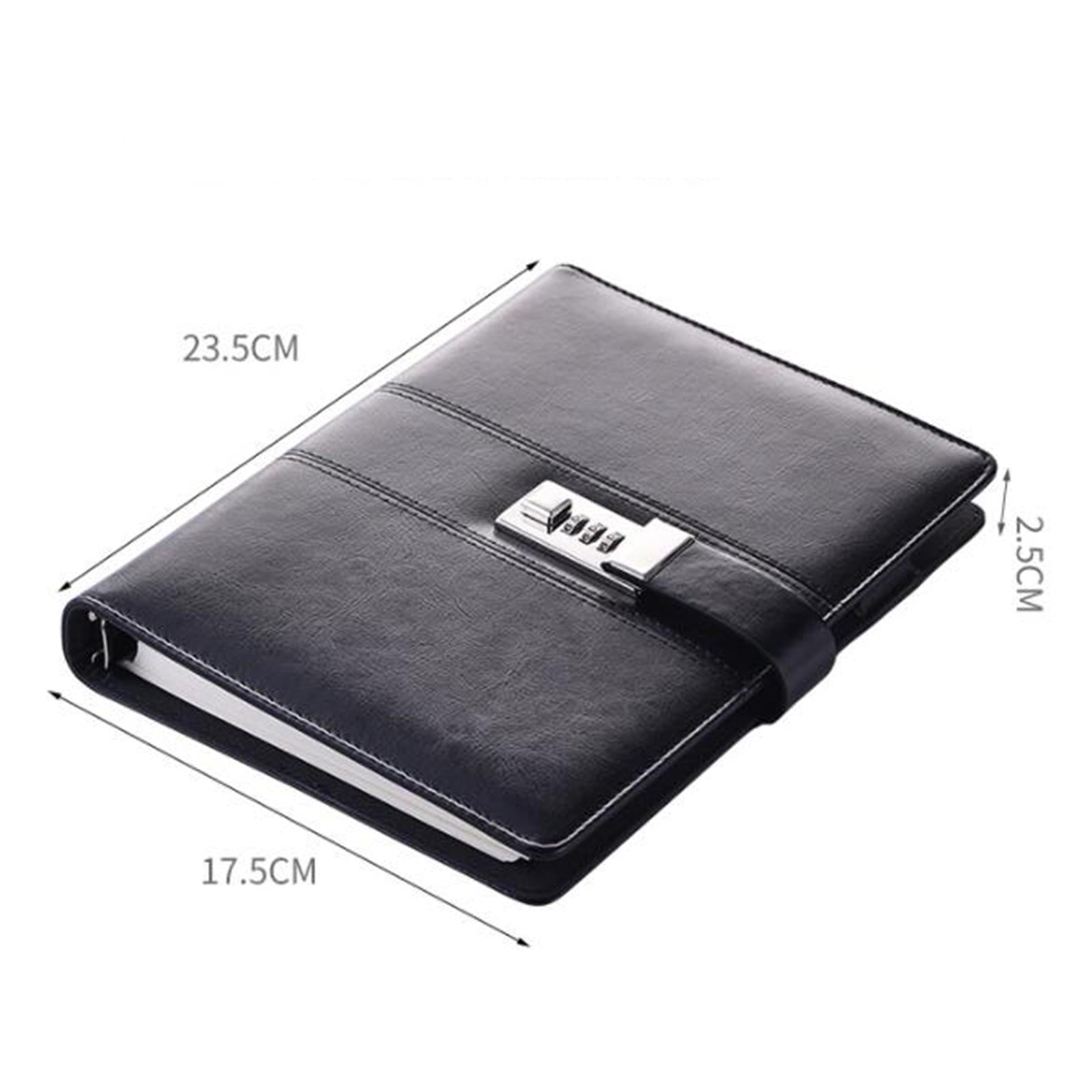 PU Journal Notebook Pad w/ Lock Strategy Deily Record Diary Stationery Black