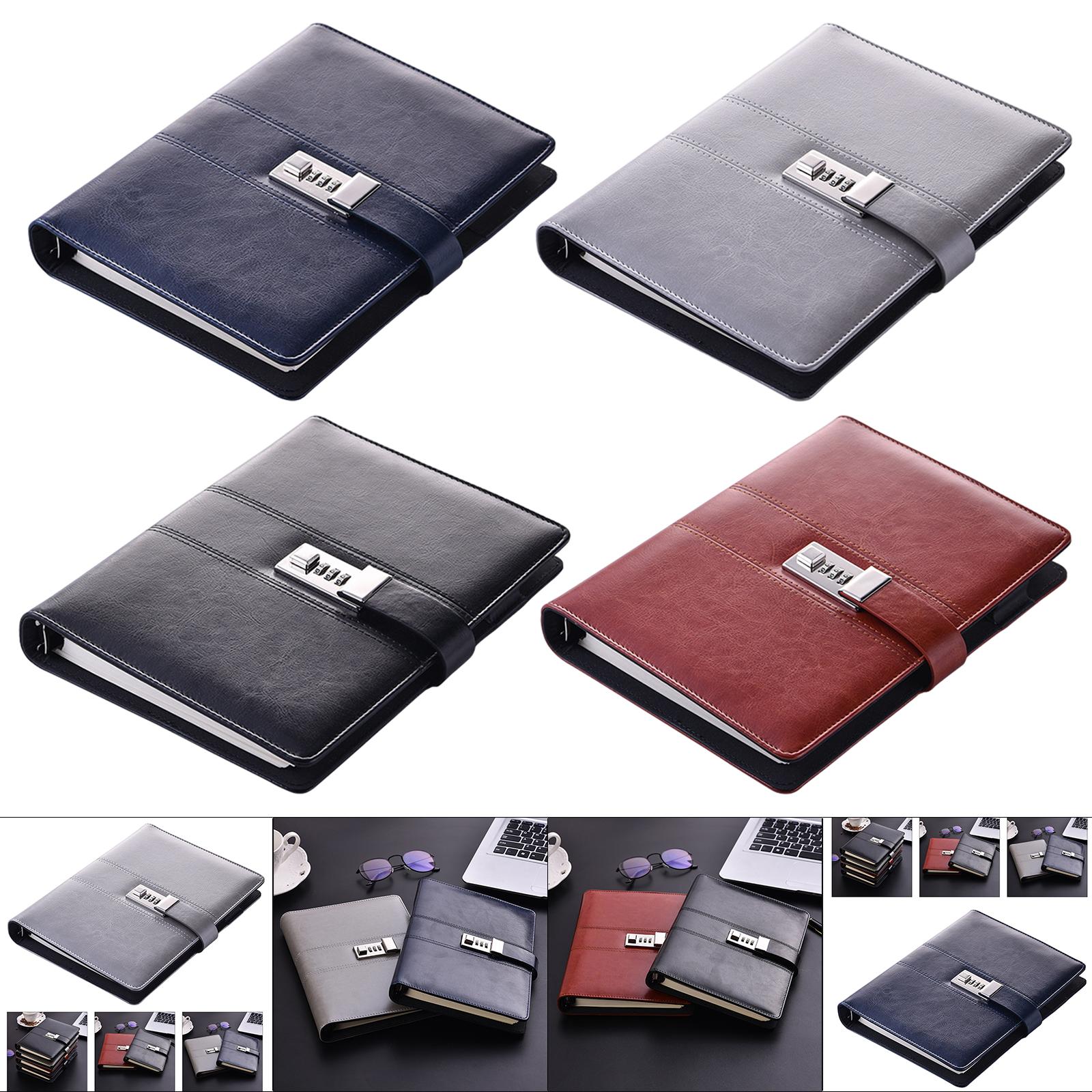 PU Journal Notebook Pad w/ Lock Strategy Deily Record Diary Stationery Black