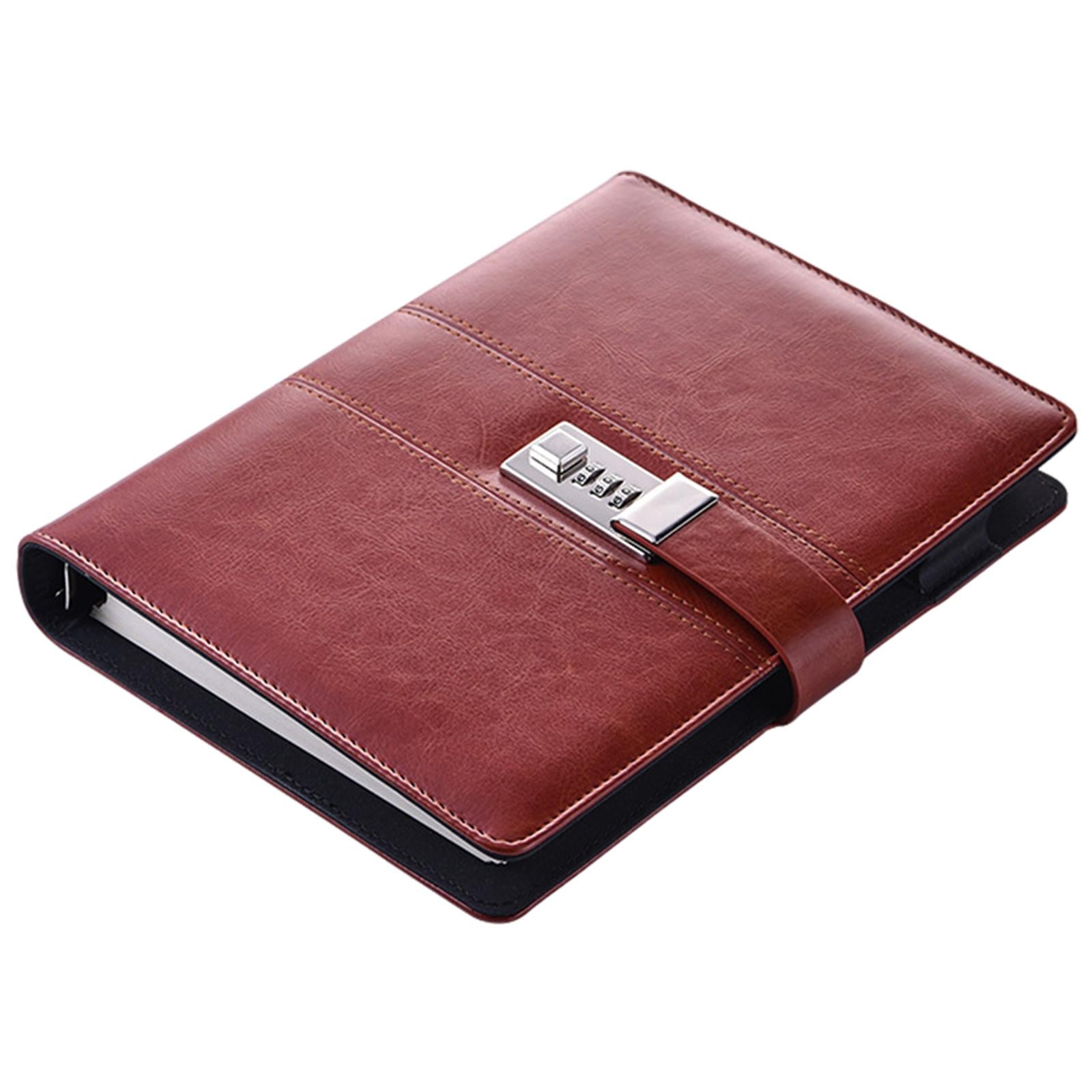PU Journal Notebook Pad w/ Lock Strategy Deily Record Diary Stationery Brown