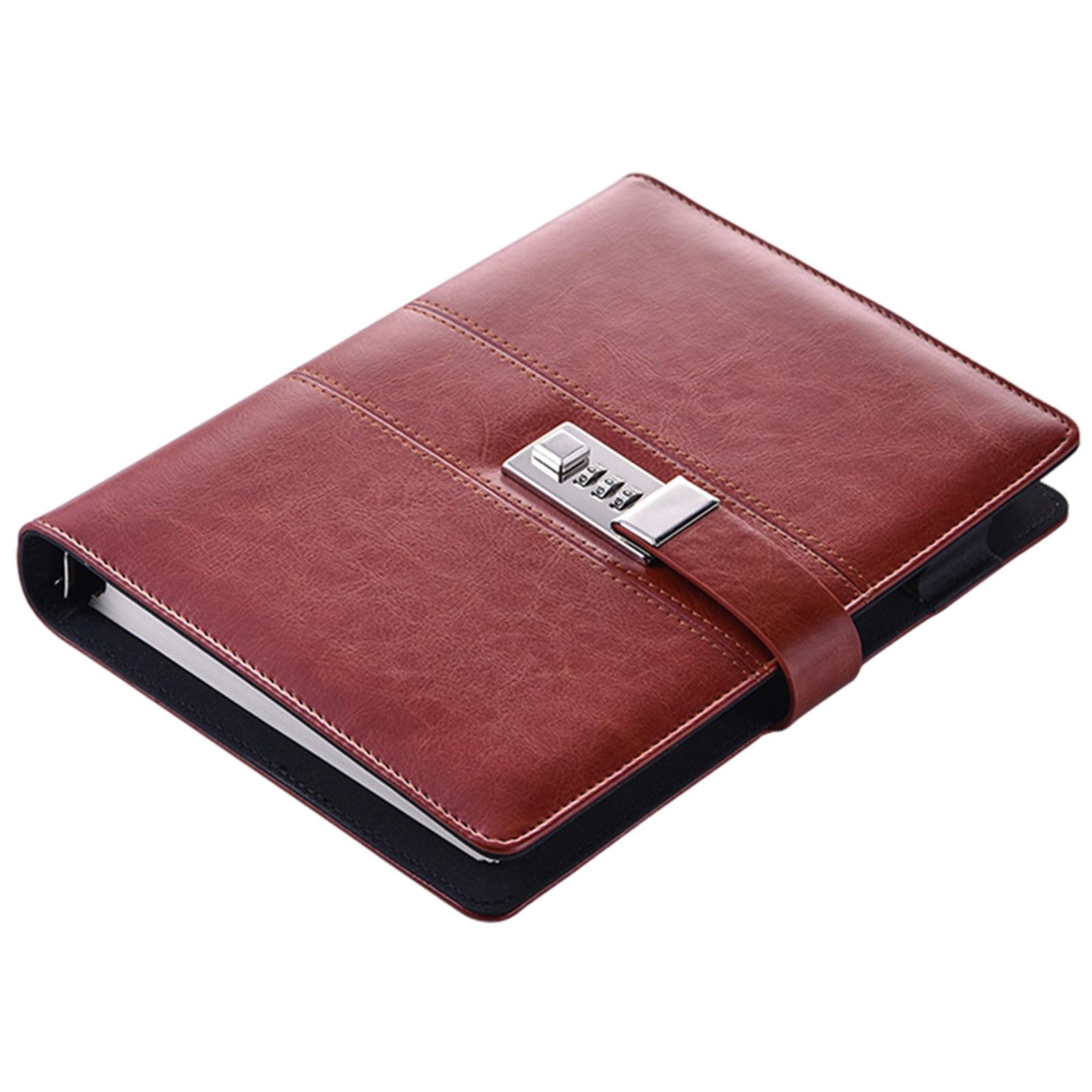 PU Journal Notebook Pad w/ Lock Strategy Deily Record Diary Stationery Brown