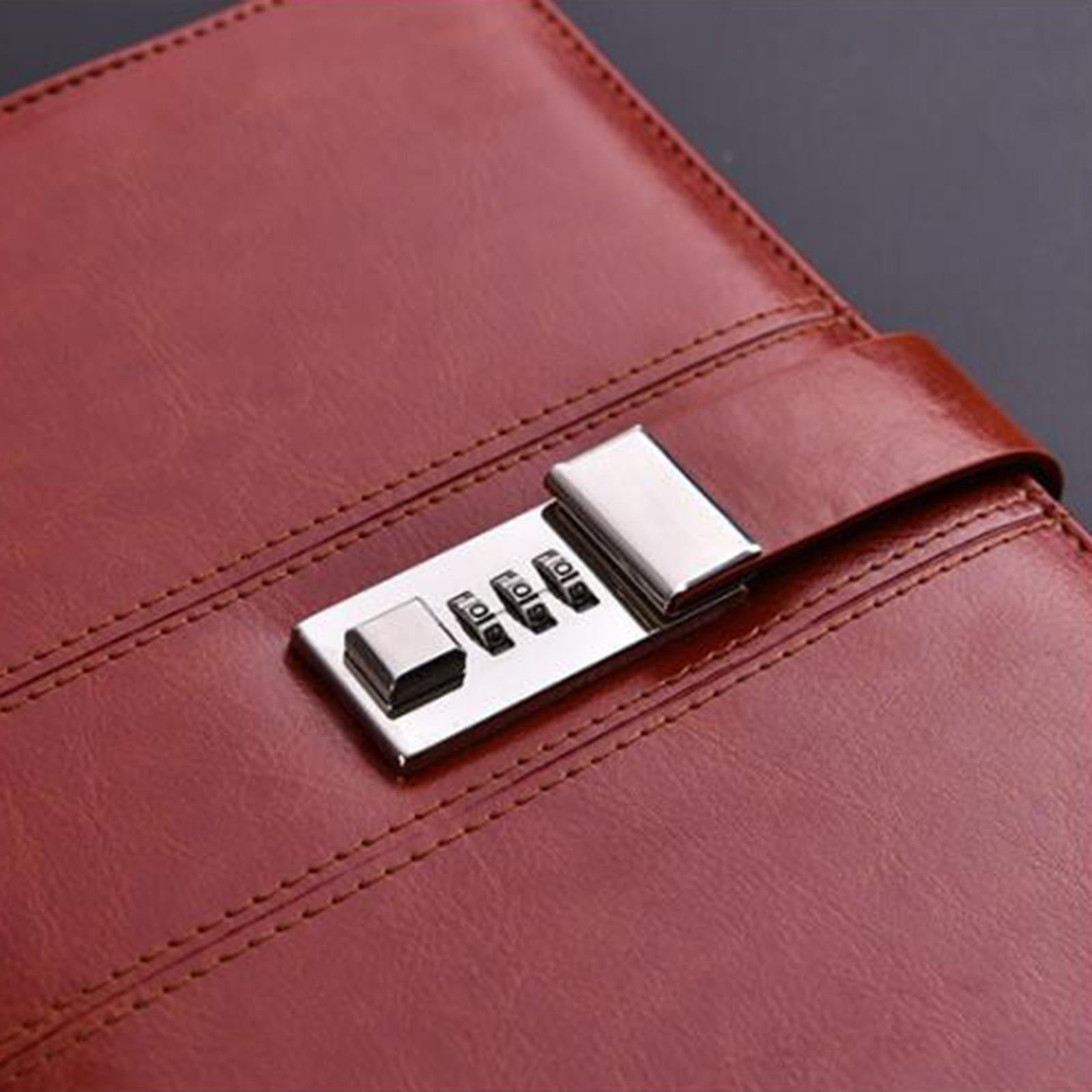 PU Journal Notebook Pad w/ Lock Strategy Deily Record Diary Stationery Brown