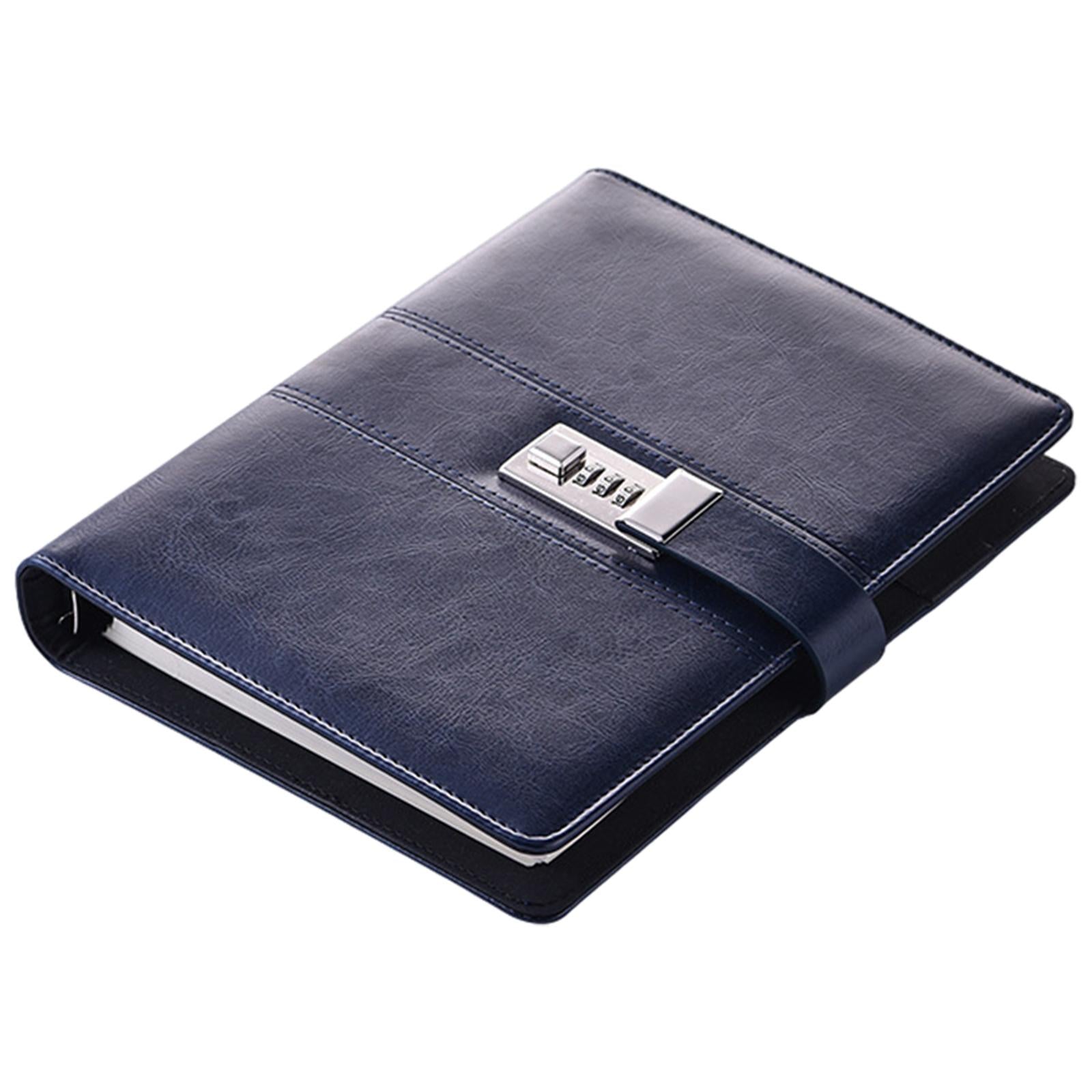 PU Journal Notebook Pad w/ Lock Strategy Deily Record Diary Stationery Blue