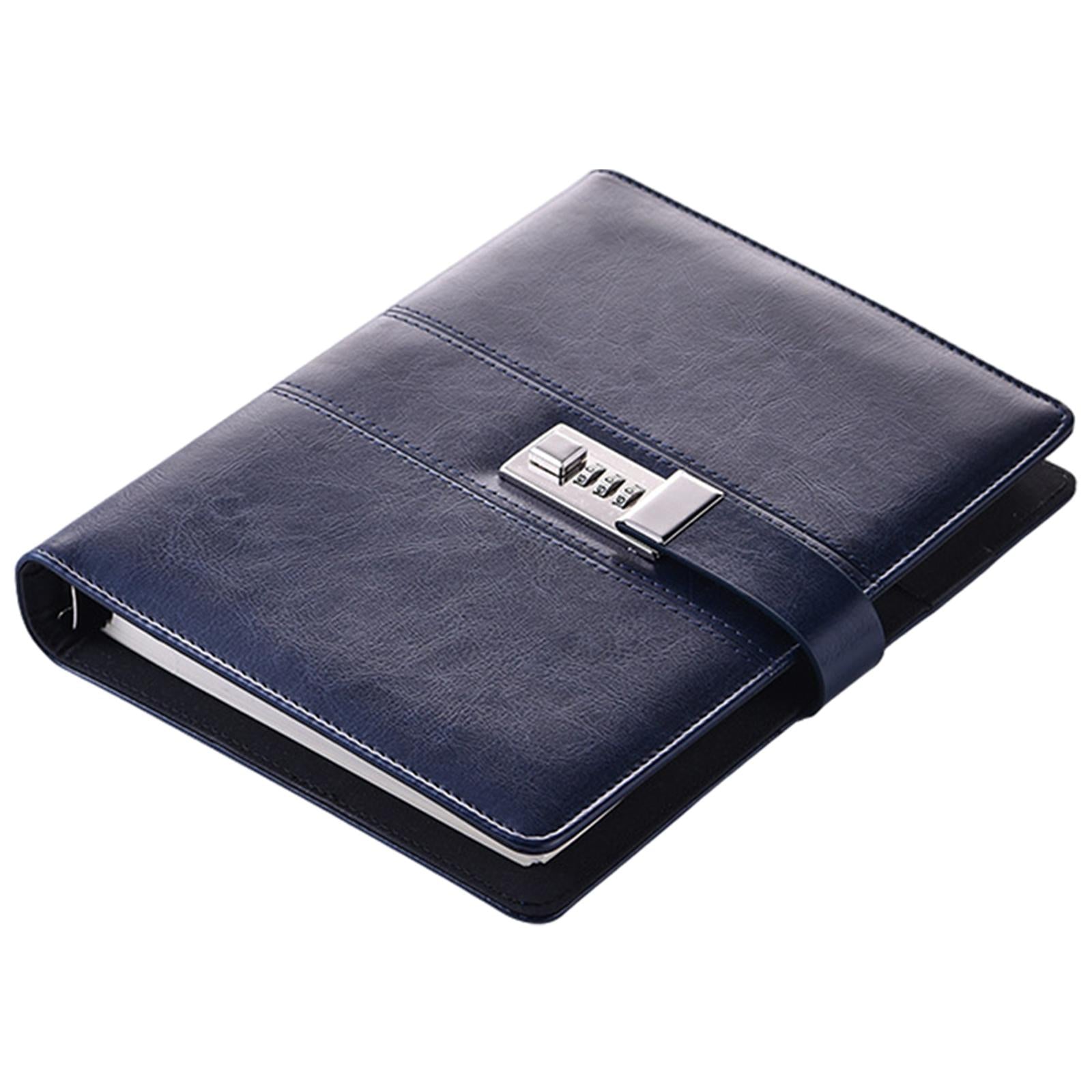 PU Journal Notebook Pad w/ Lock Strategy Deily Record Diary Stationery Blue