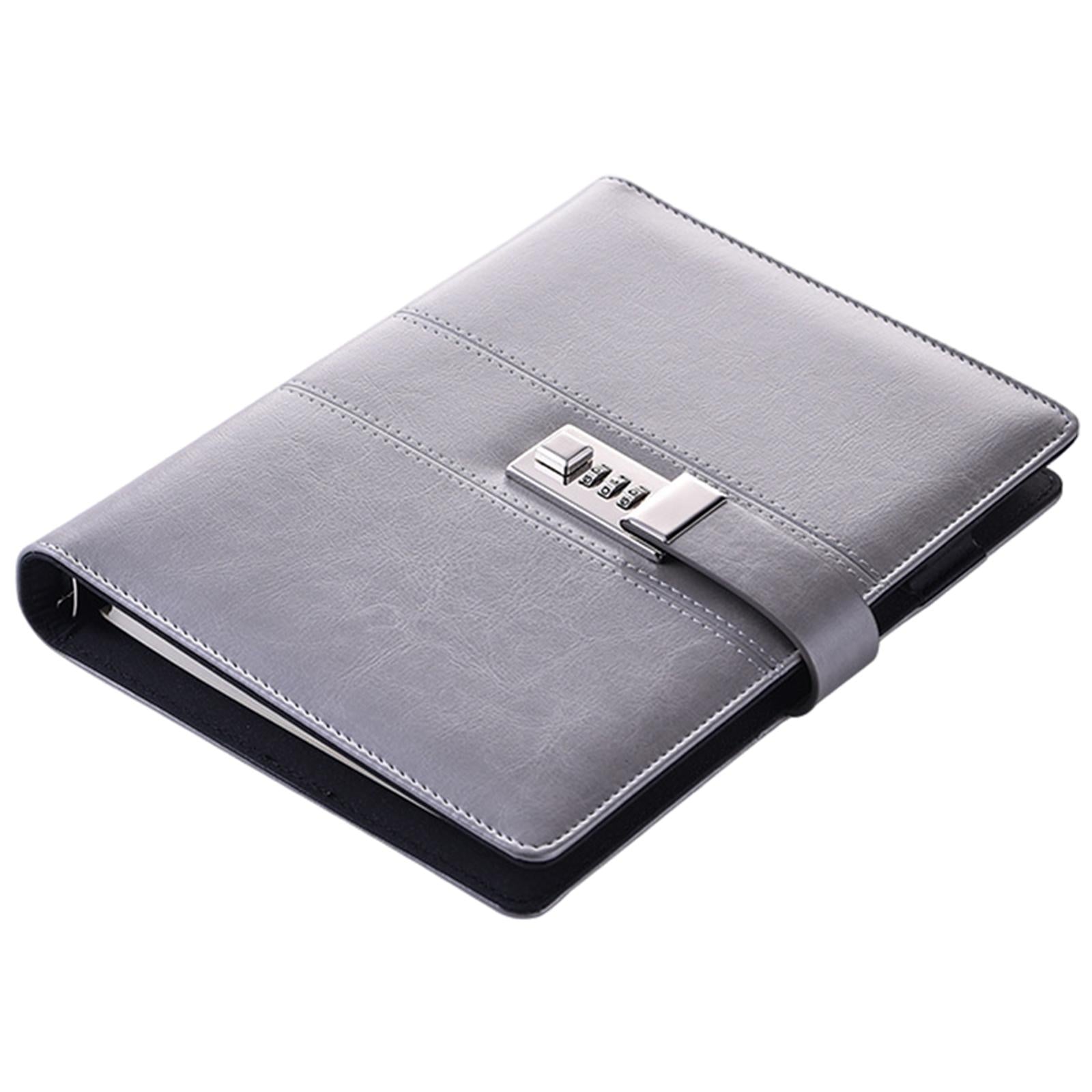 PU Journal Notebook Pad w/ Lock Strategy Deily Record Diary Stationery Grey
