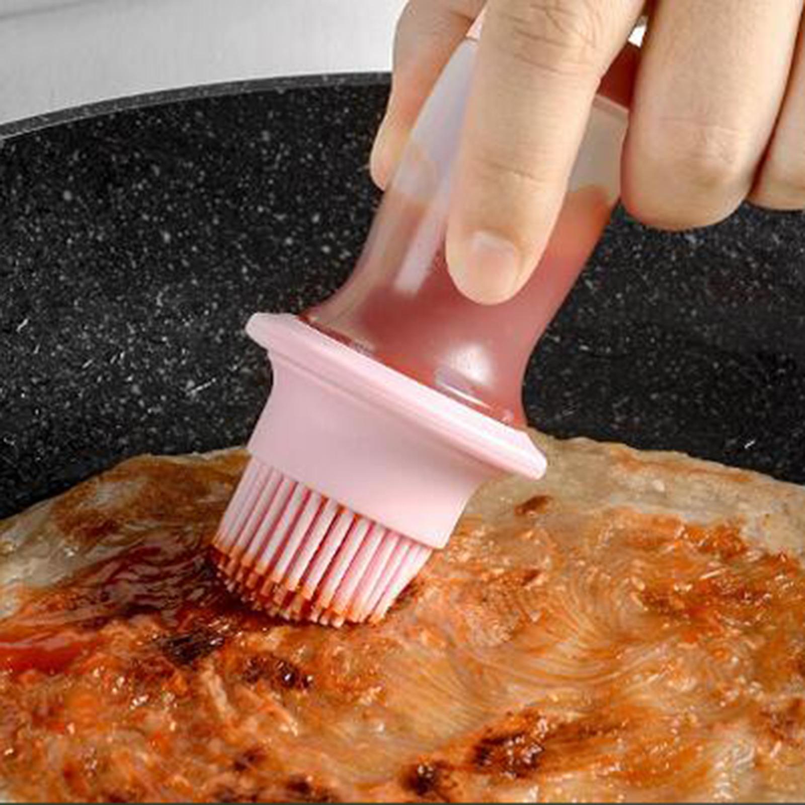 Barbecue Bottle with Brush Oil Brush Silicone Baking BBQ Tools  Pink