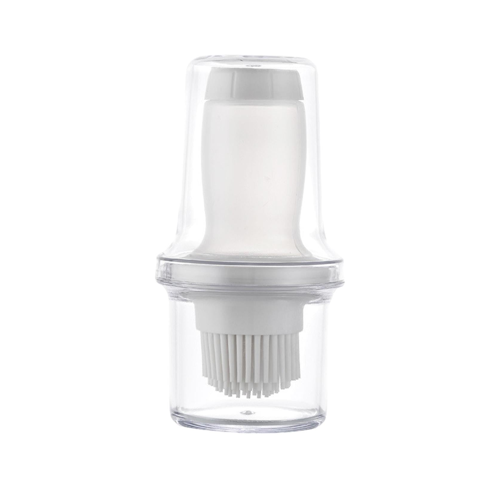 Barbecue Bottle with Brush Oil Brush Silicone Baking BBQ Tools  Gray White