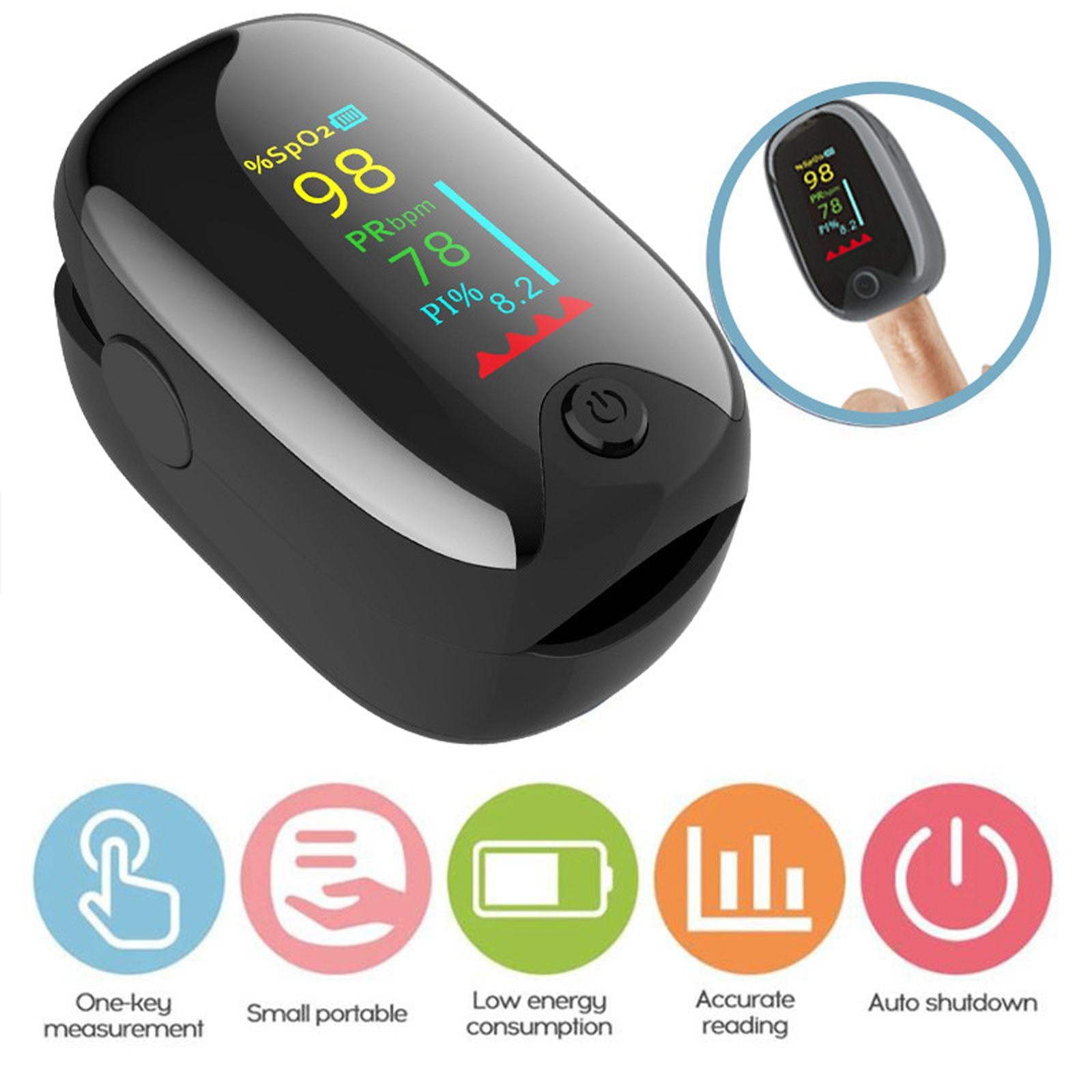 Digital Fingertip Oximeter Blood Oxygen Saturation Monitor Black