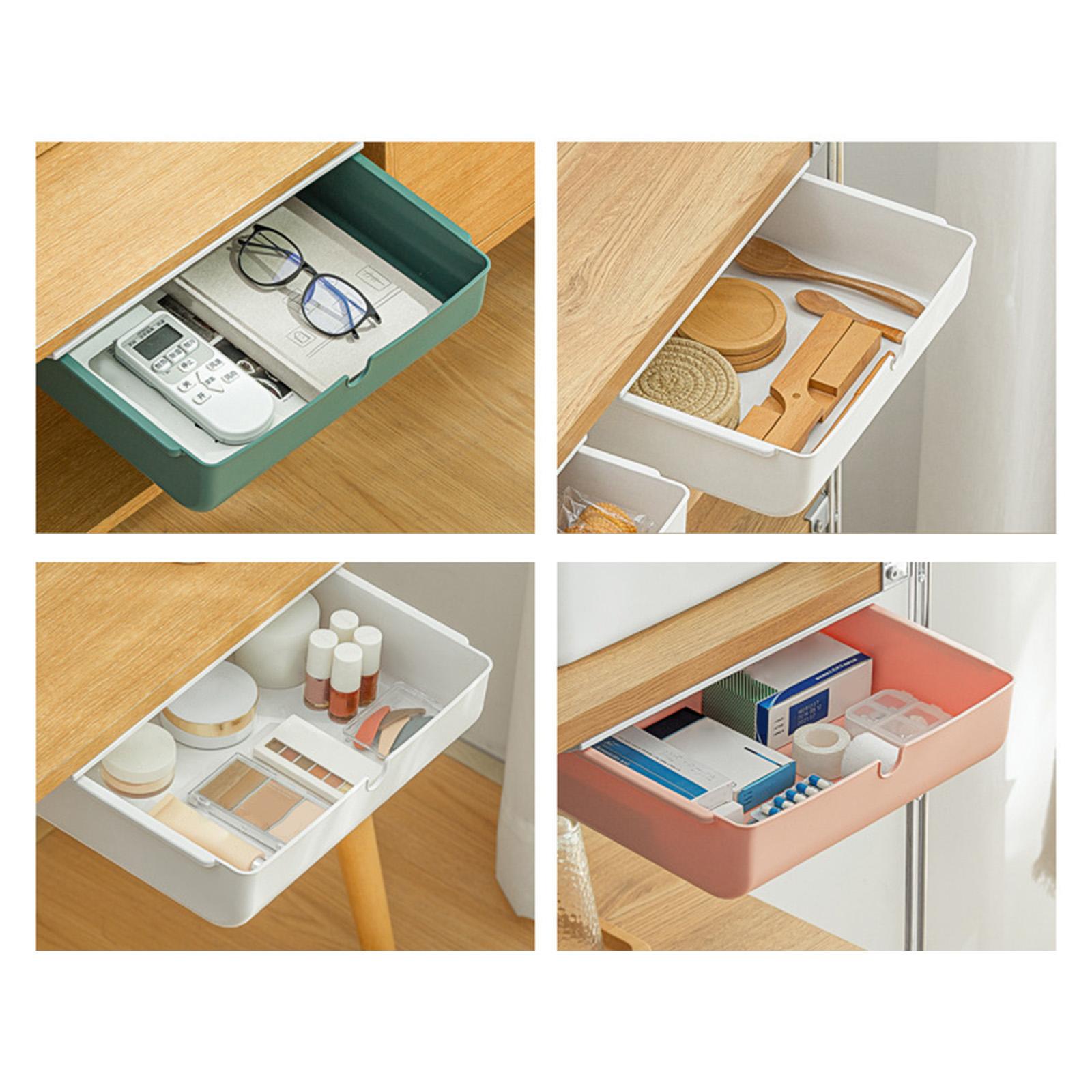 Plastic Hidden Desktop Drawer Tray Pen Stationery Storage Box for Office