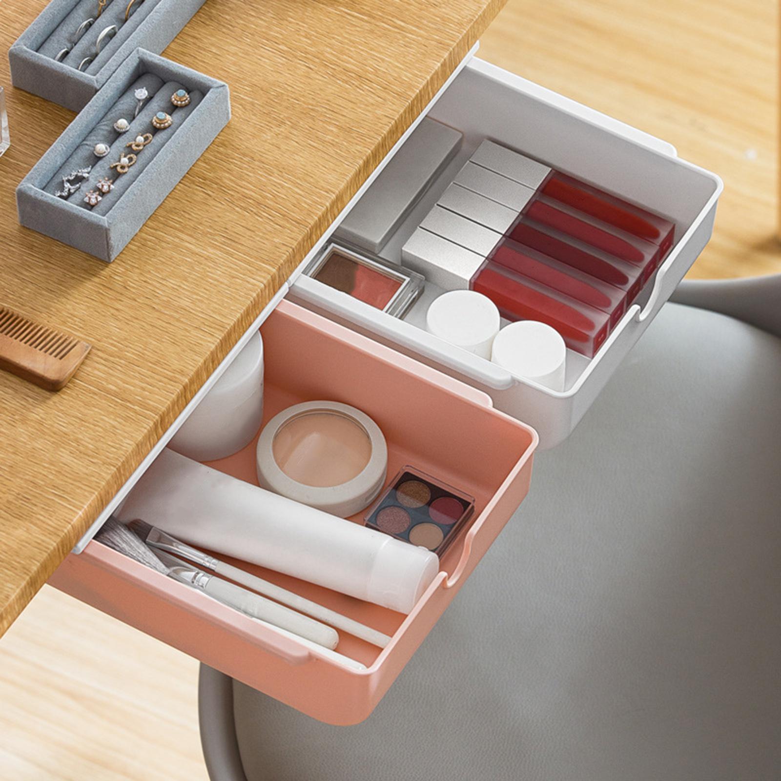 Self-Adhesive Storage Drawer Hidden Under Desk for Office Student Kitchen pink