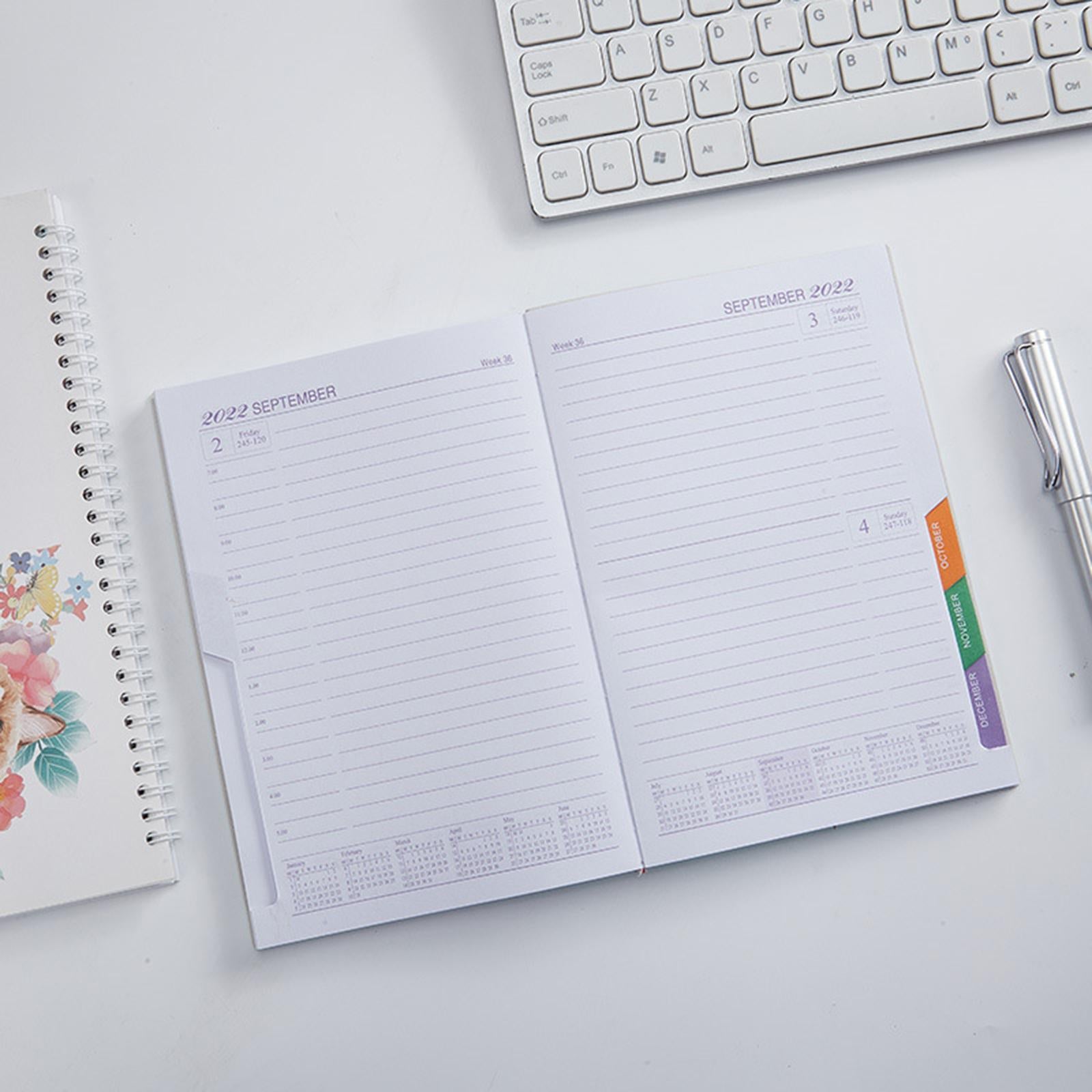 Daily Notebook W/ 12 Months Time Noting Portable Weekly Monthly for School Red
