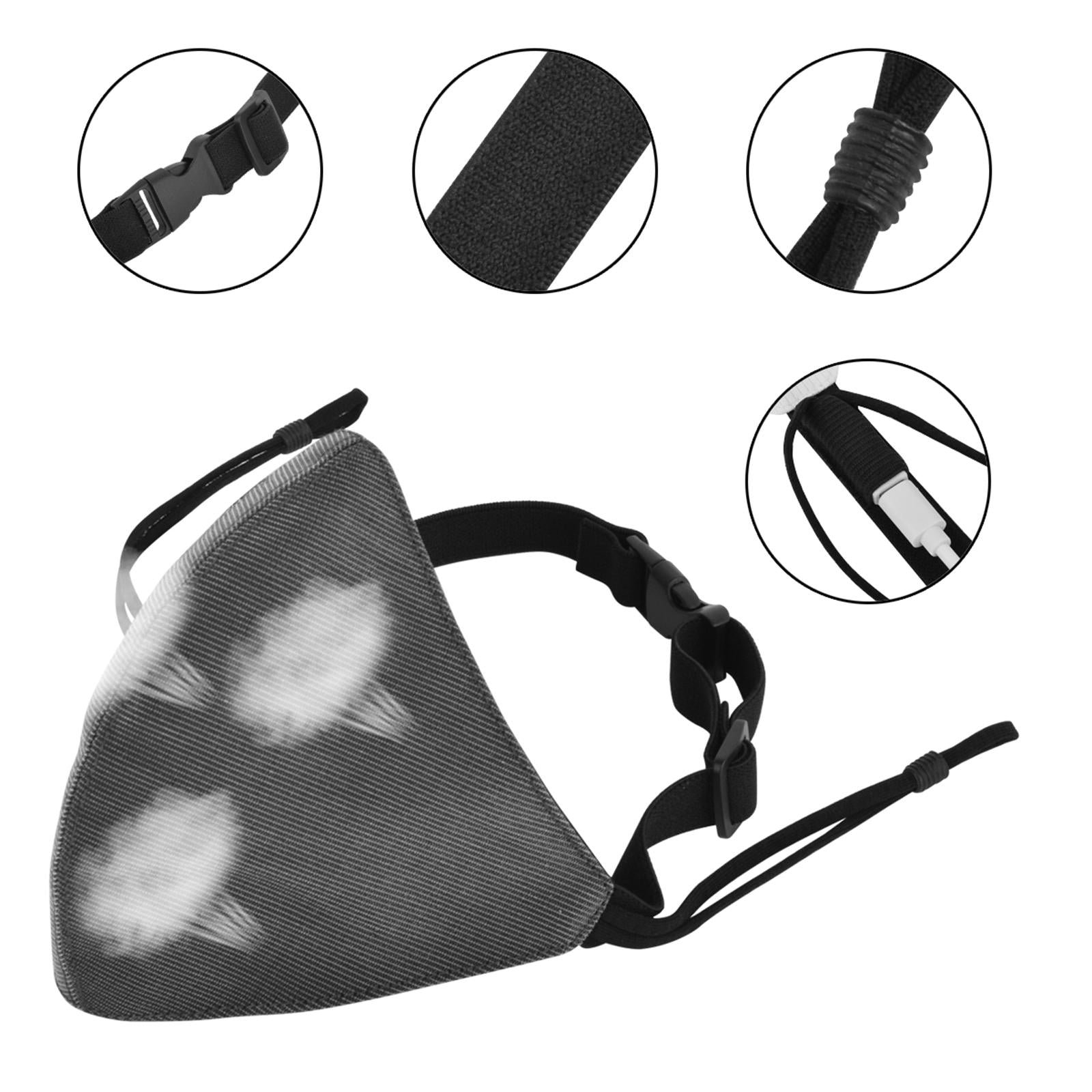 LED Mask Rechargeable Favors Breathable USB for Cosplay Masquerade Unisex White