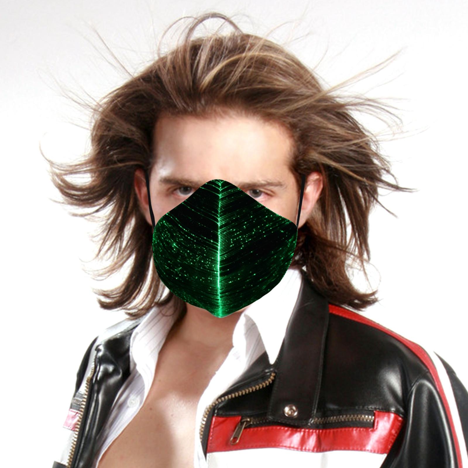 LED Mask Rechargeable Favors Breathable USB for Cosplay Masquerade Unisex Black