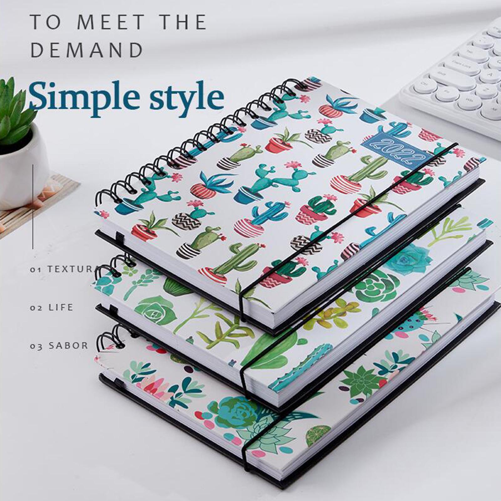 2022 Note Book A5 Notepad Writing Pads Flowers Schedule Book for School Succulents