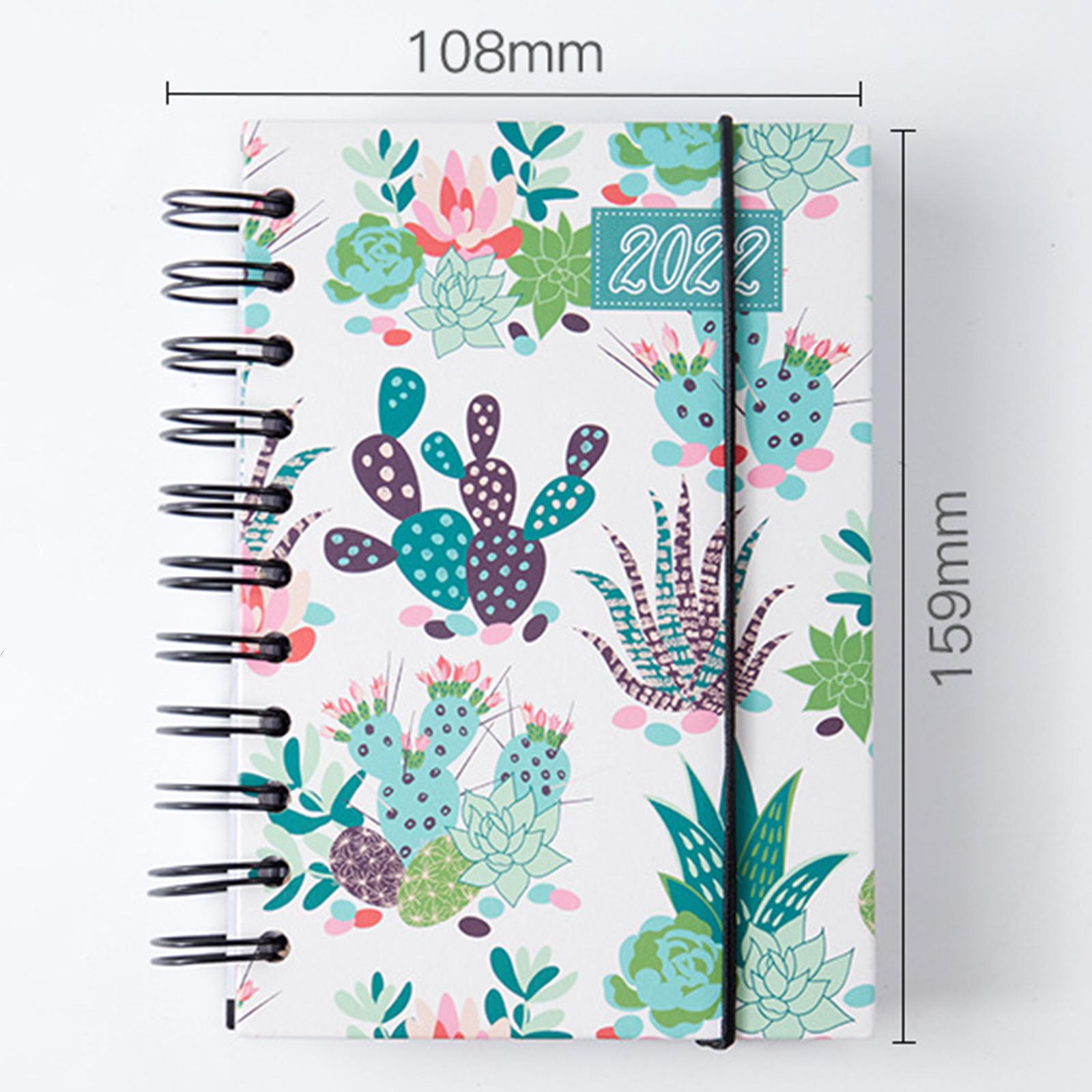 2022 Note Book A5 Notepad Writing Pads Flowers Schedule Book for School Cactus