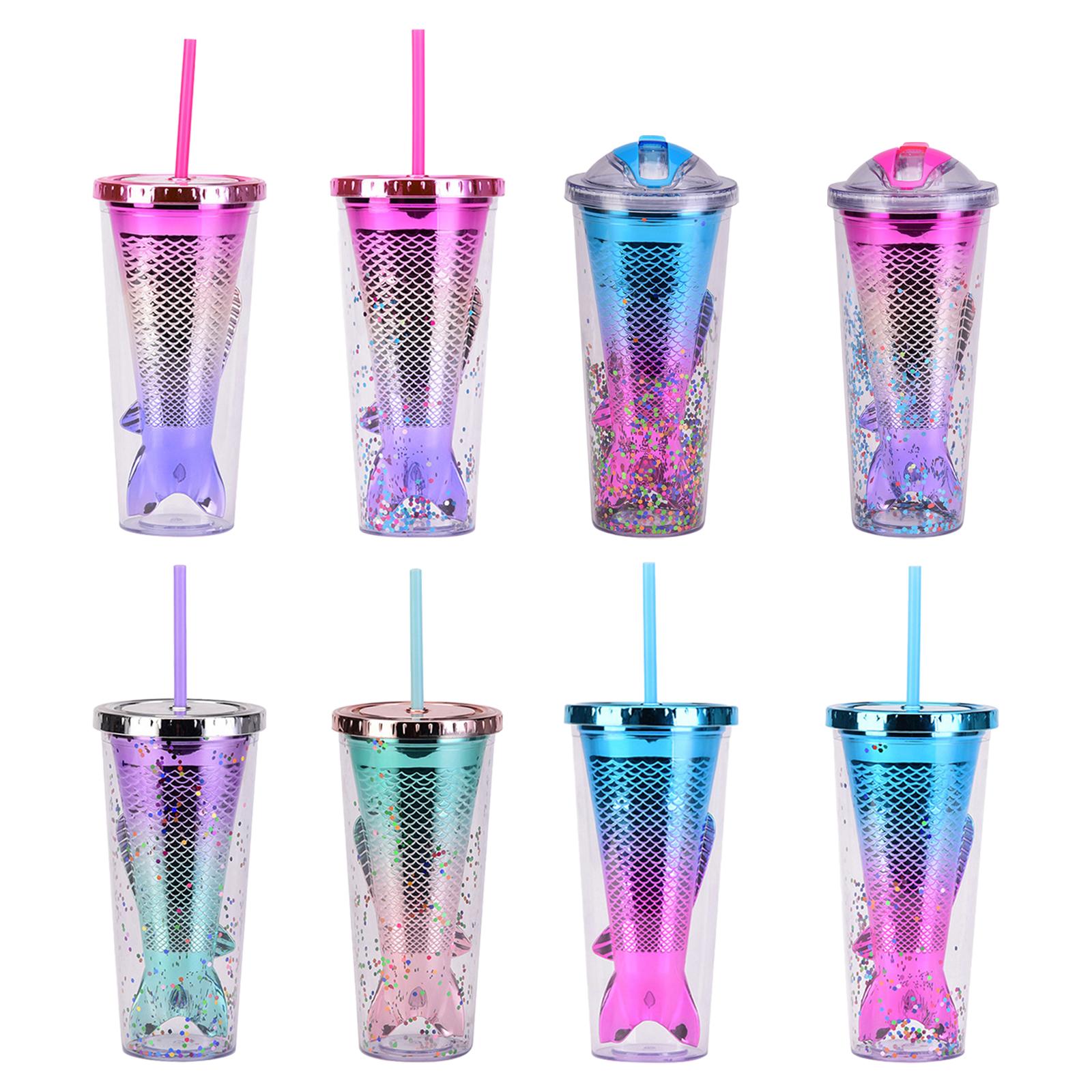 Glamour Tumbler Glitter Drinking Cup Leakproof Water Bottle with Straw & Lid Style A